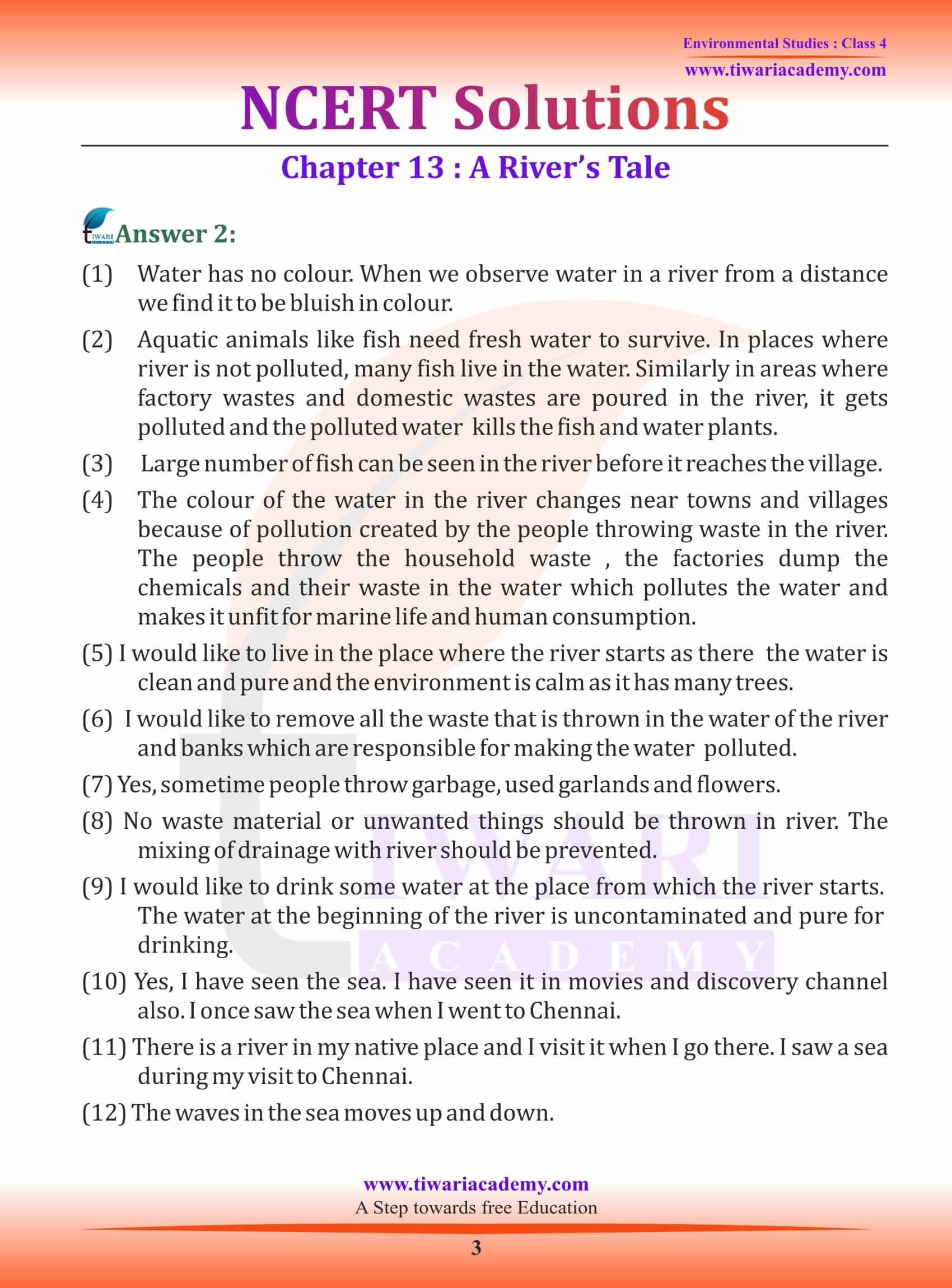 NCERT Solutions for Class 4 EVS Chapter 13 in English Medium