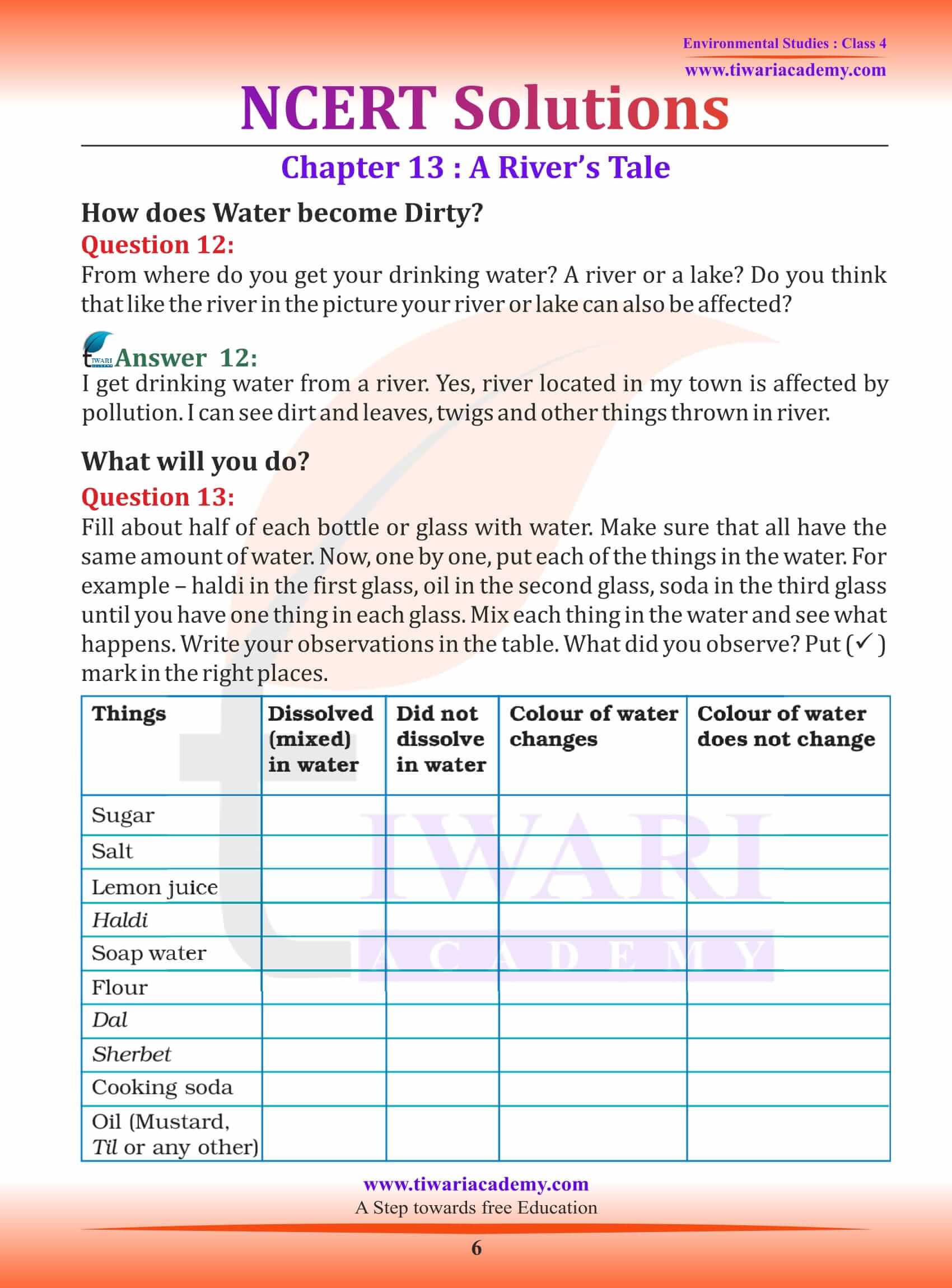 NCERT Solutions for Class 4 EVS Chapter 13 free