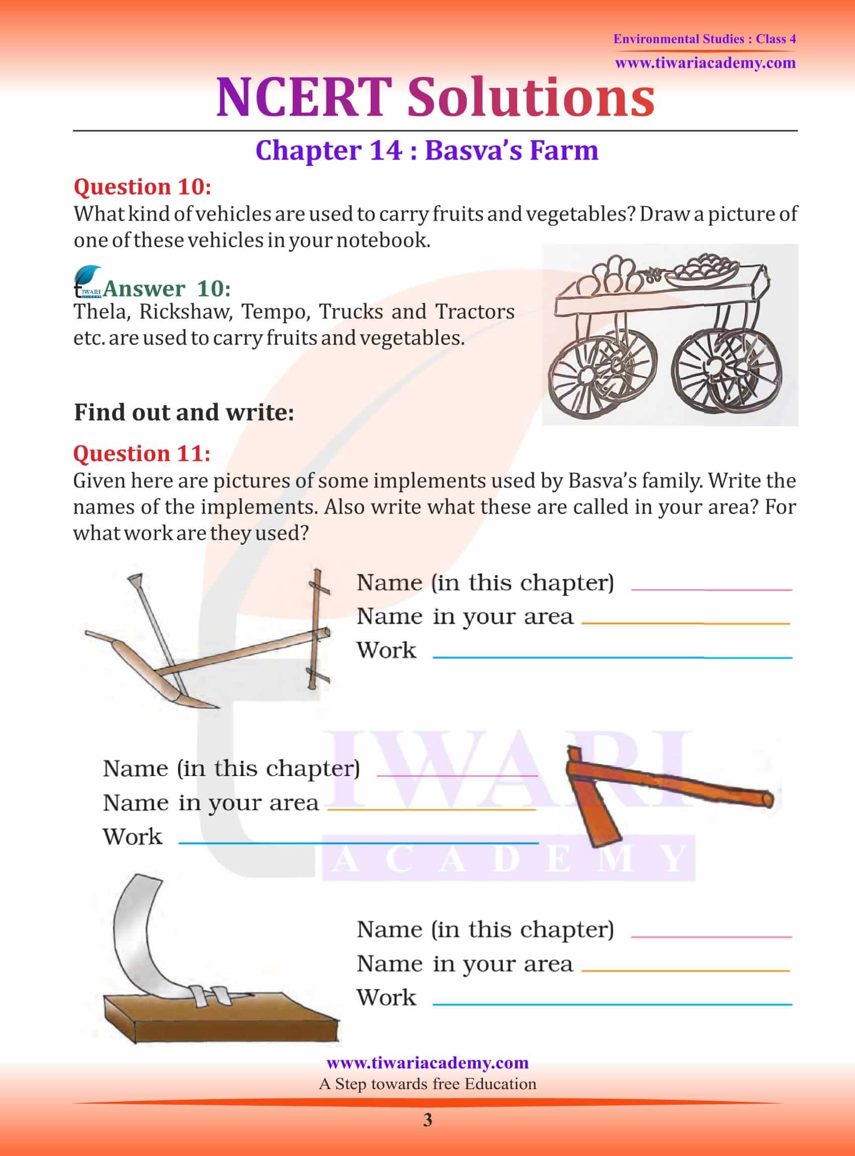 NCERT Solutions for Class 4 EVS Chapter 14