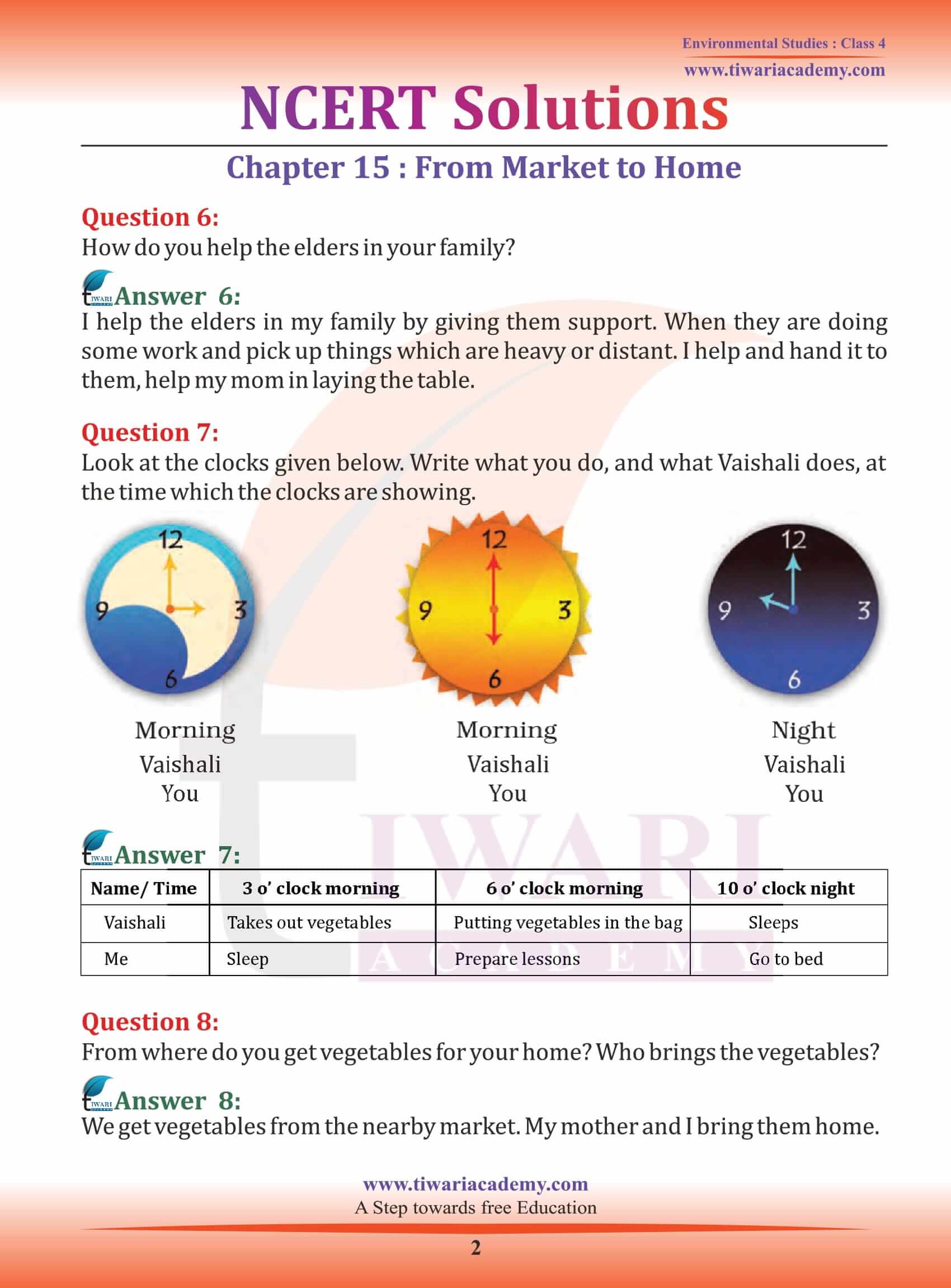CLASS 2 EVS WORK SHEETS CHAPTER 15 KEEPING HEALTHY