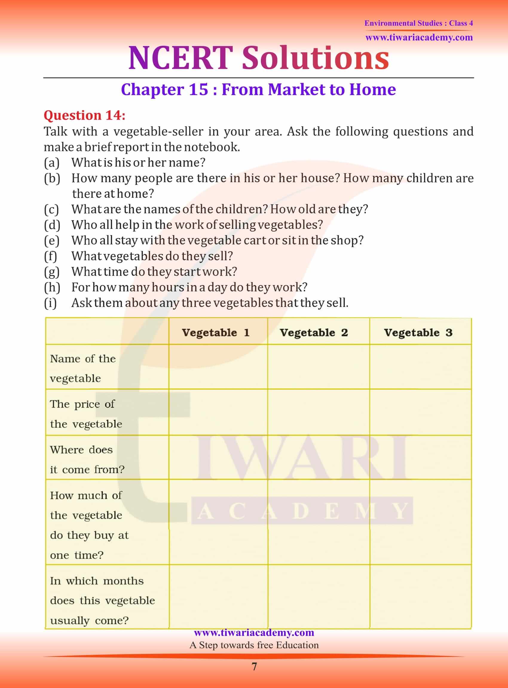 NCERT Solutions for Class 4 EVS Chapter 15 Question Answers