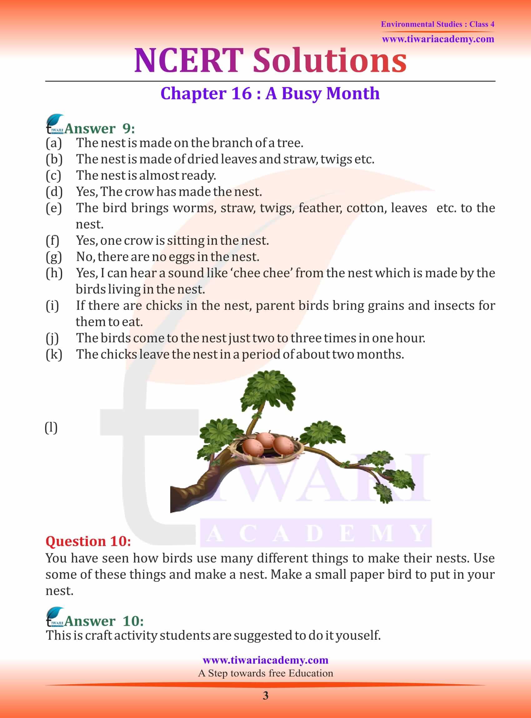 NCERT Solutions for Class 4 EVS Chapter 16