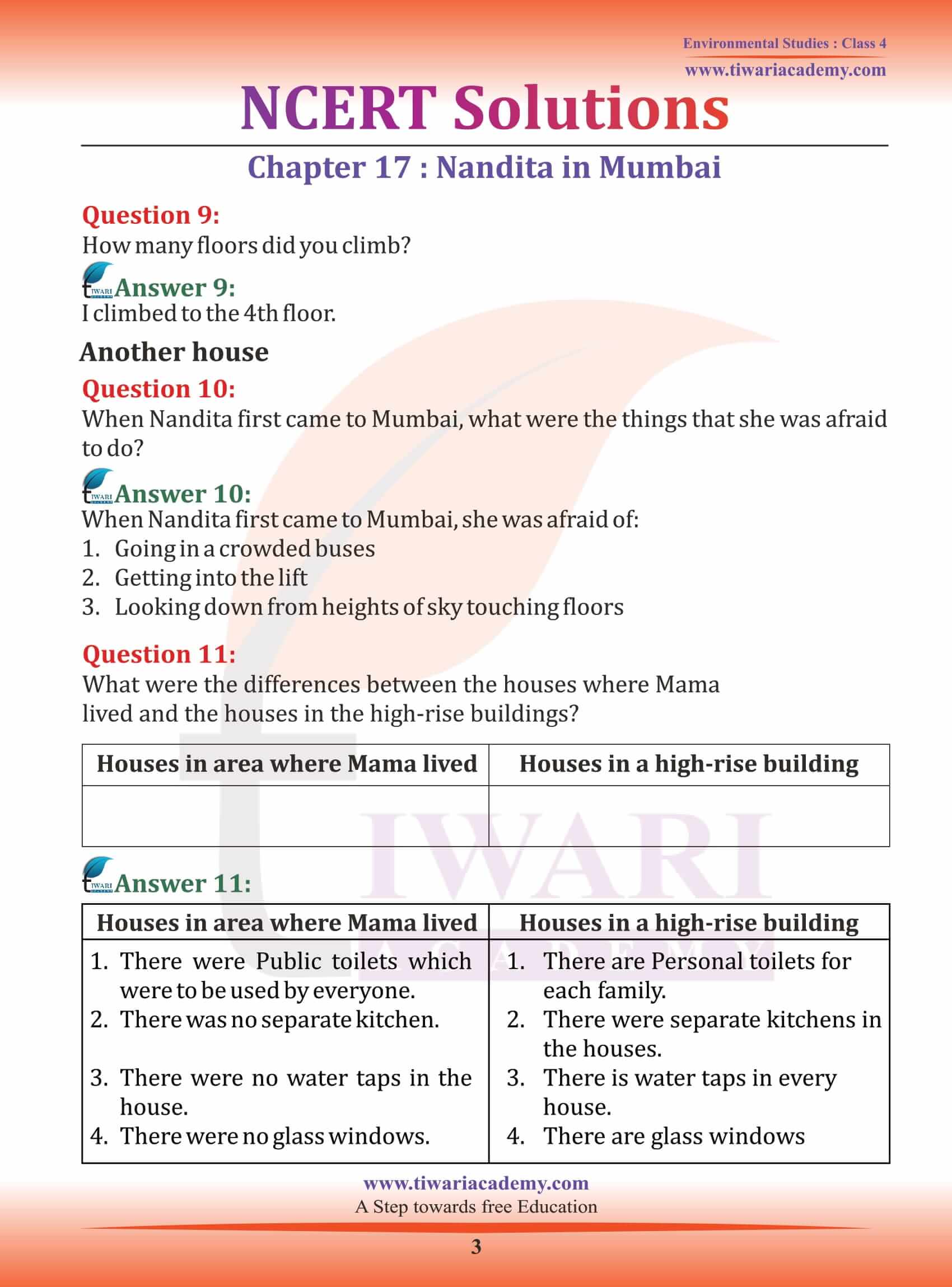 NCERT Solutions for Class 4 EVS Chapter 17