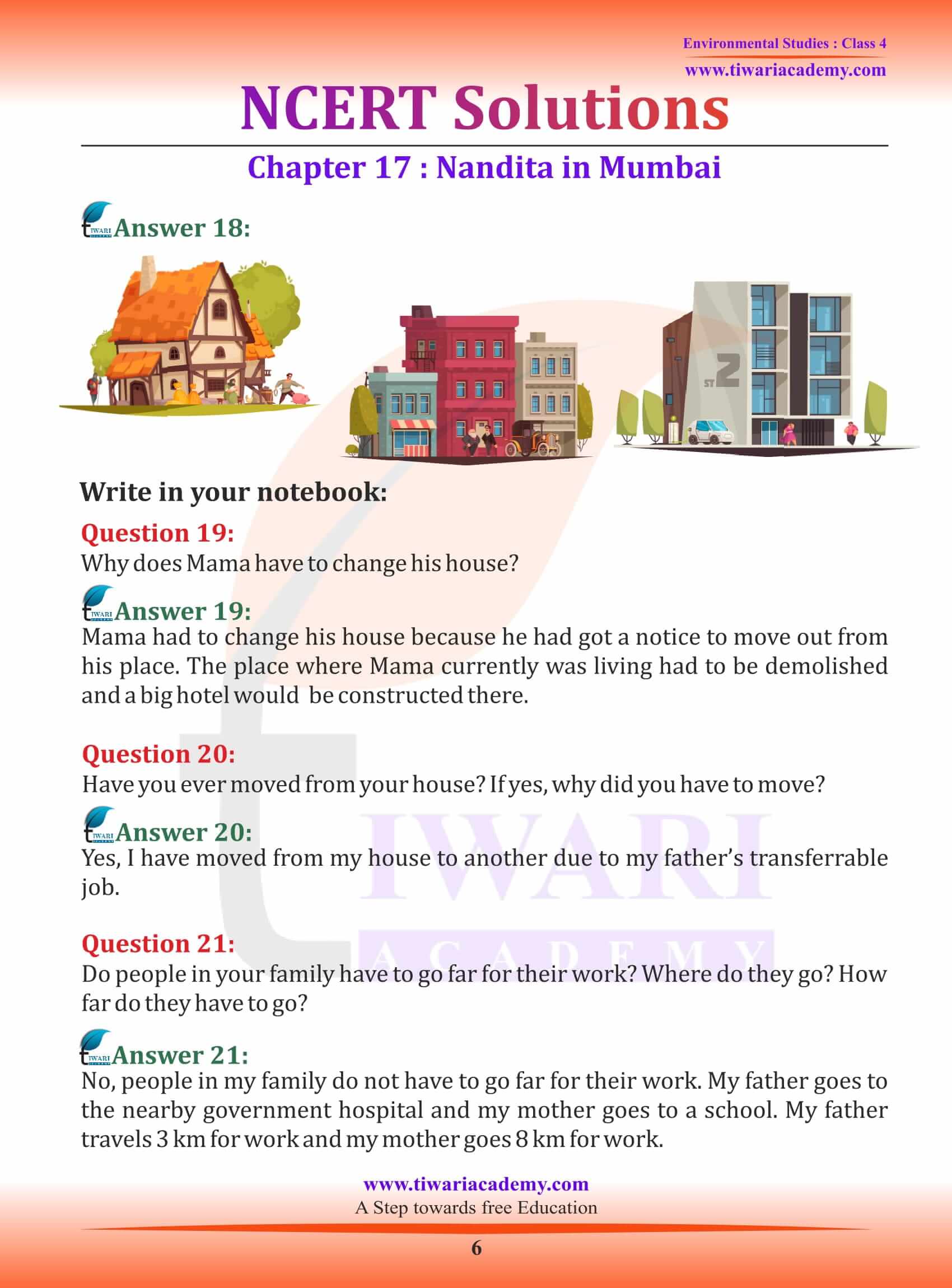 NCERT Solutions for Class 4 EVS Chapter 17 Question Answer