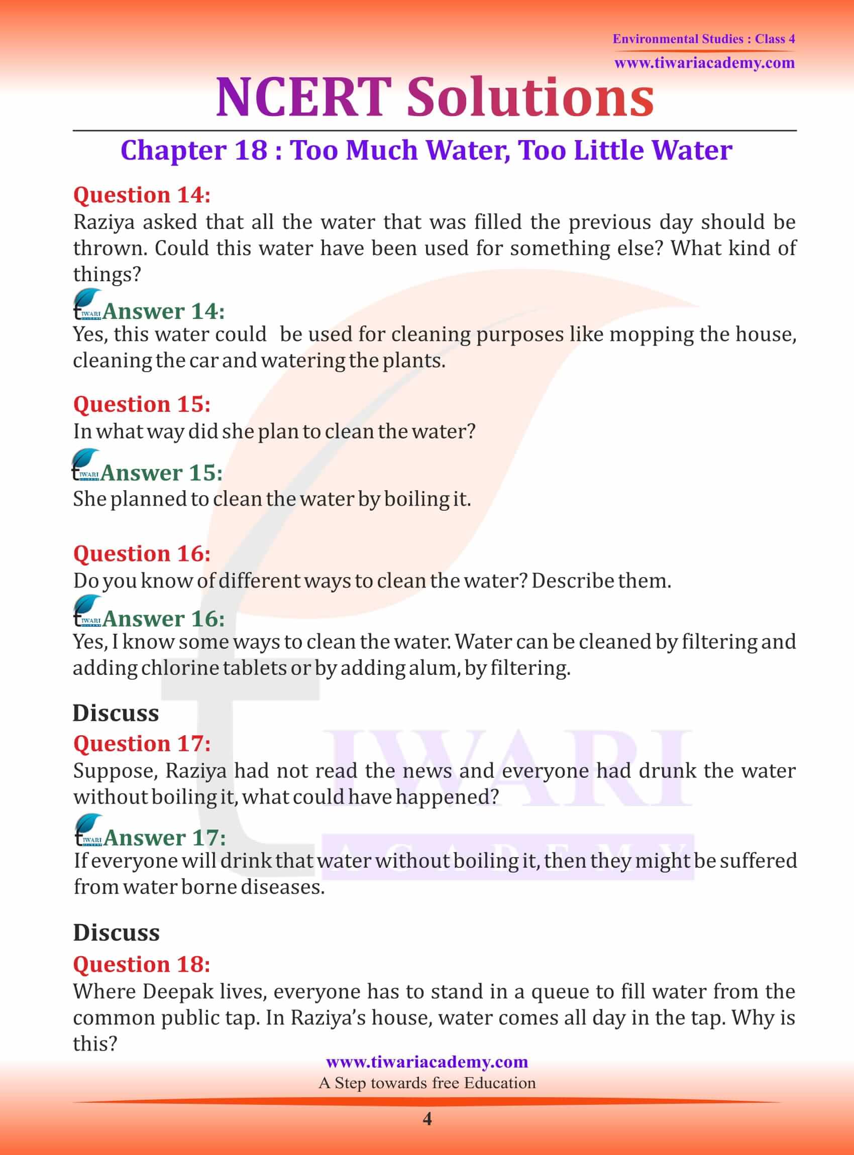 NCERT Solutions for Class 4 EVS Chapter 18 in English Medium