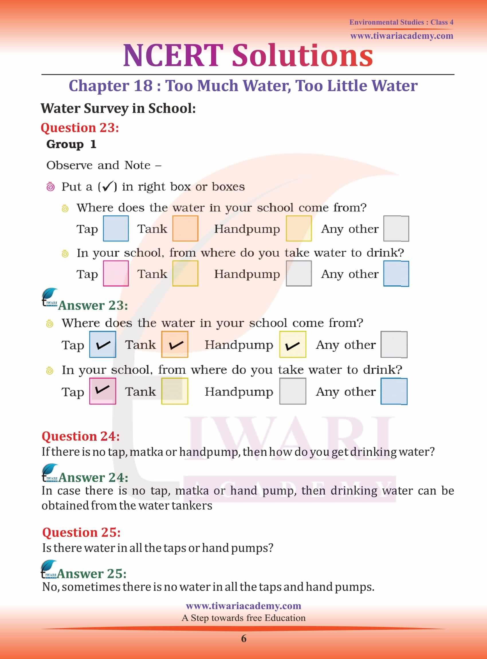 NCERT Solutions for Class 4 EVS Chapter 18 QA