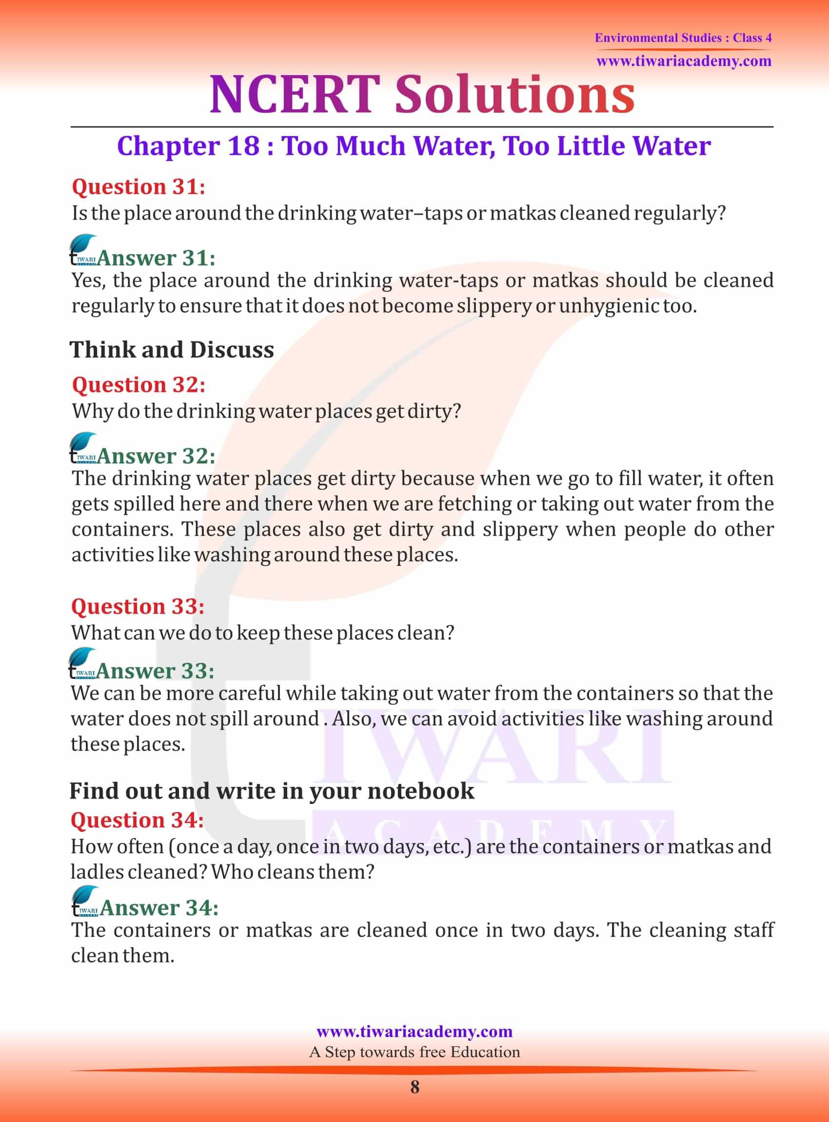 NCERT Solutions for Class 4 EVS Chapter 18 in English
