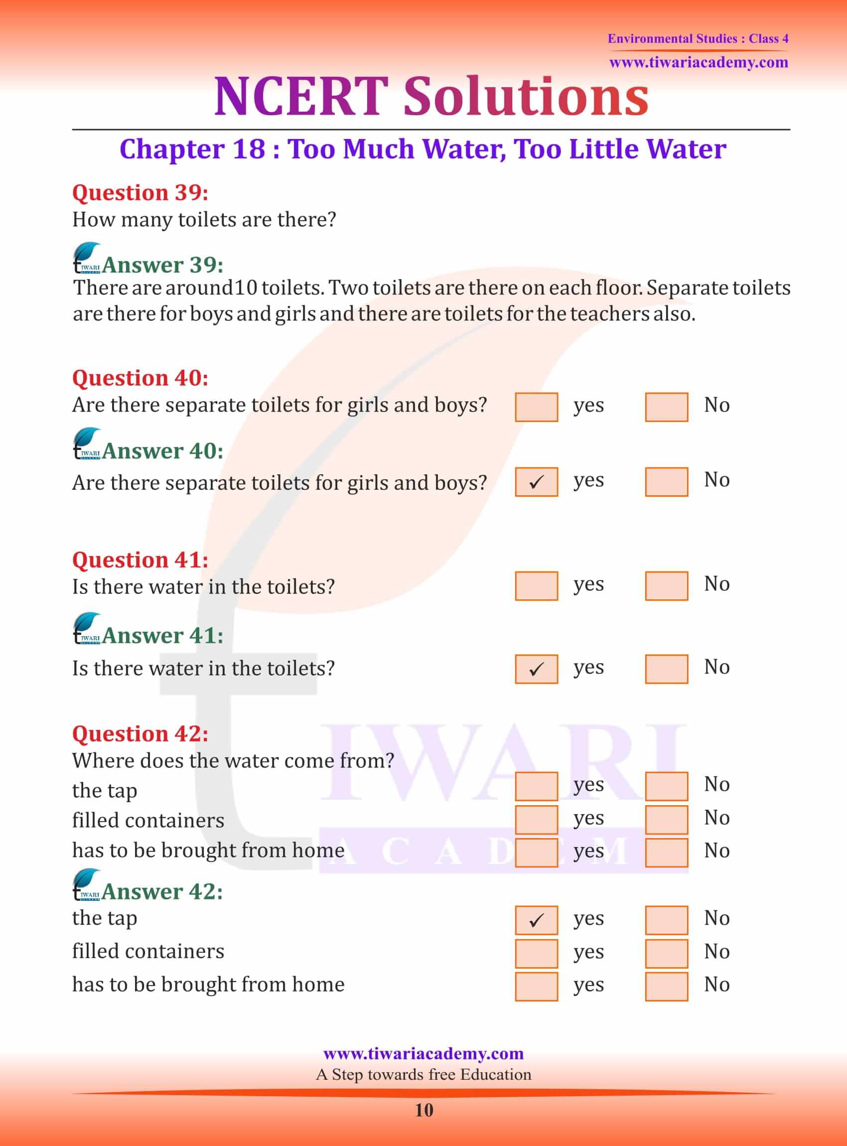 Class 4 EVS Chapter 18 question answers