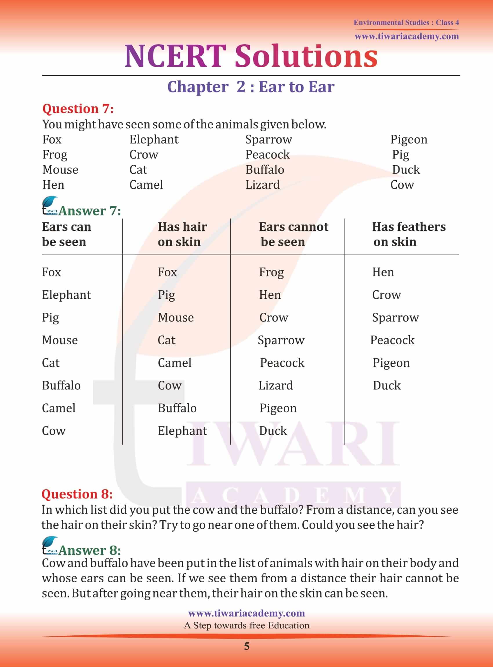 NCERT Solutions for Class 4 EVS Chapter 2 free to use