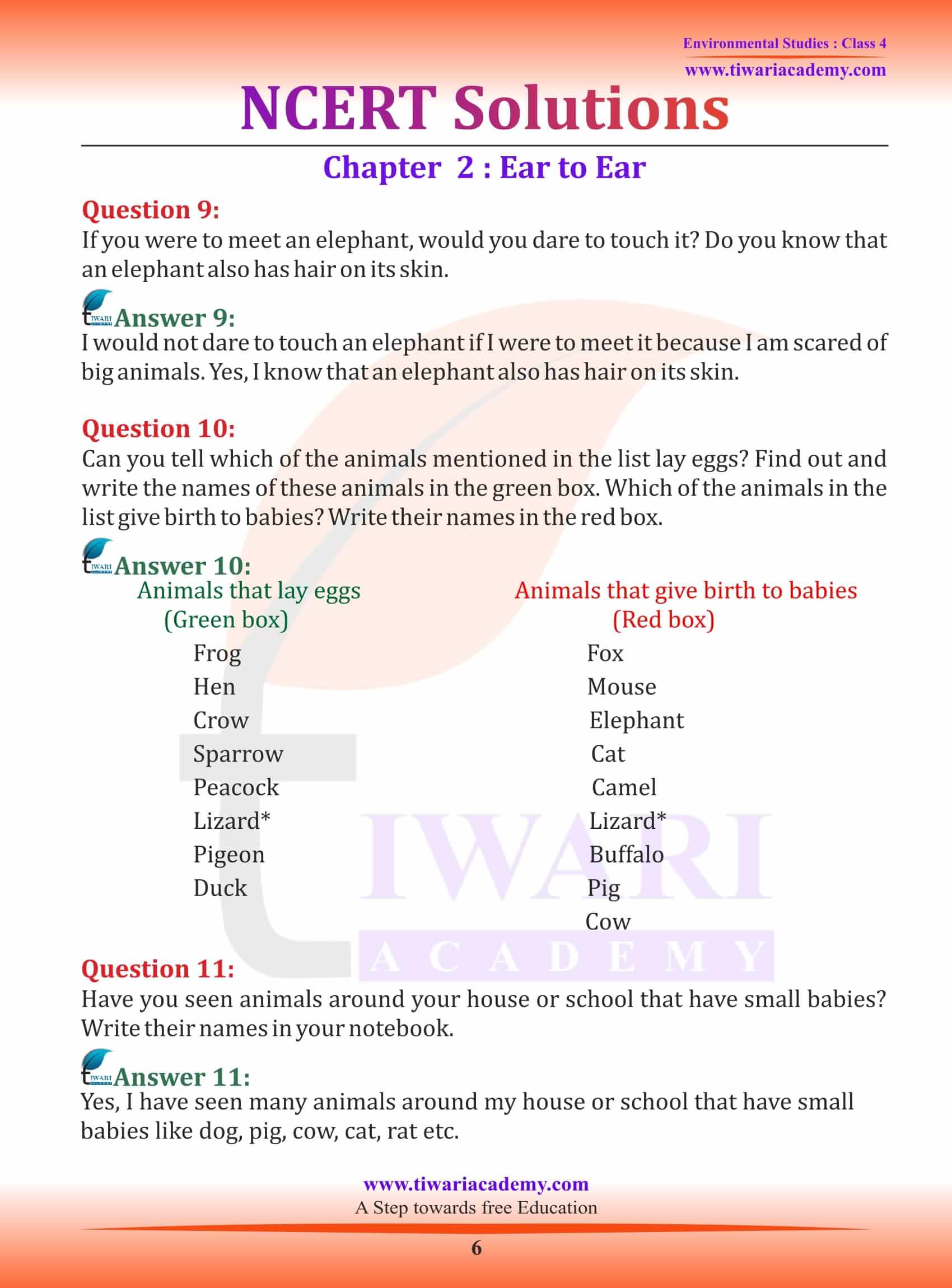 NCERT Solutions for Class 4 EVS Chapter 2 question answers