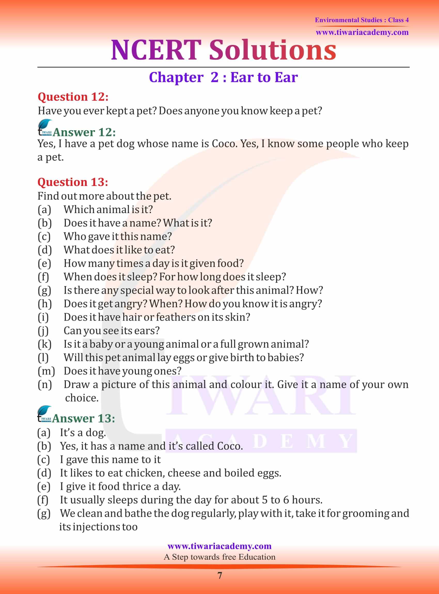 NCERT Solutions for Class 4 EVS Chapter 2 free guide