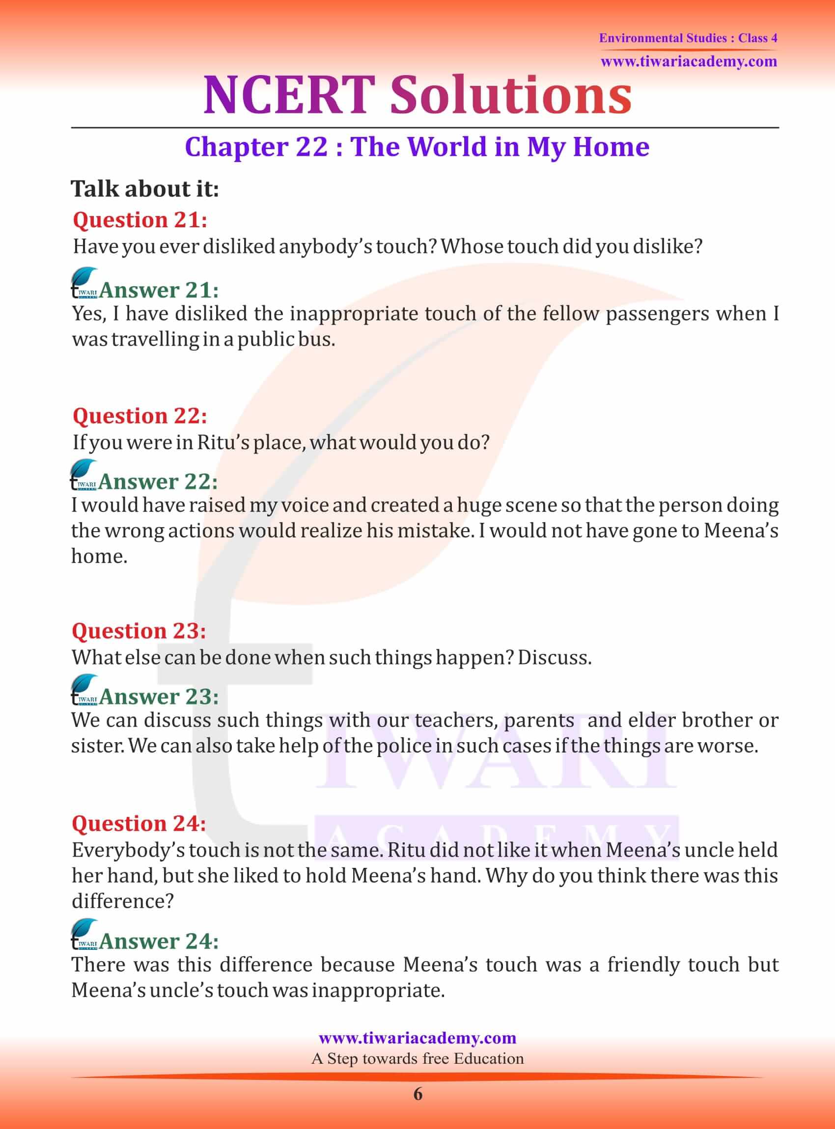 Class 4 EVS Chapter 22 in English Medium