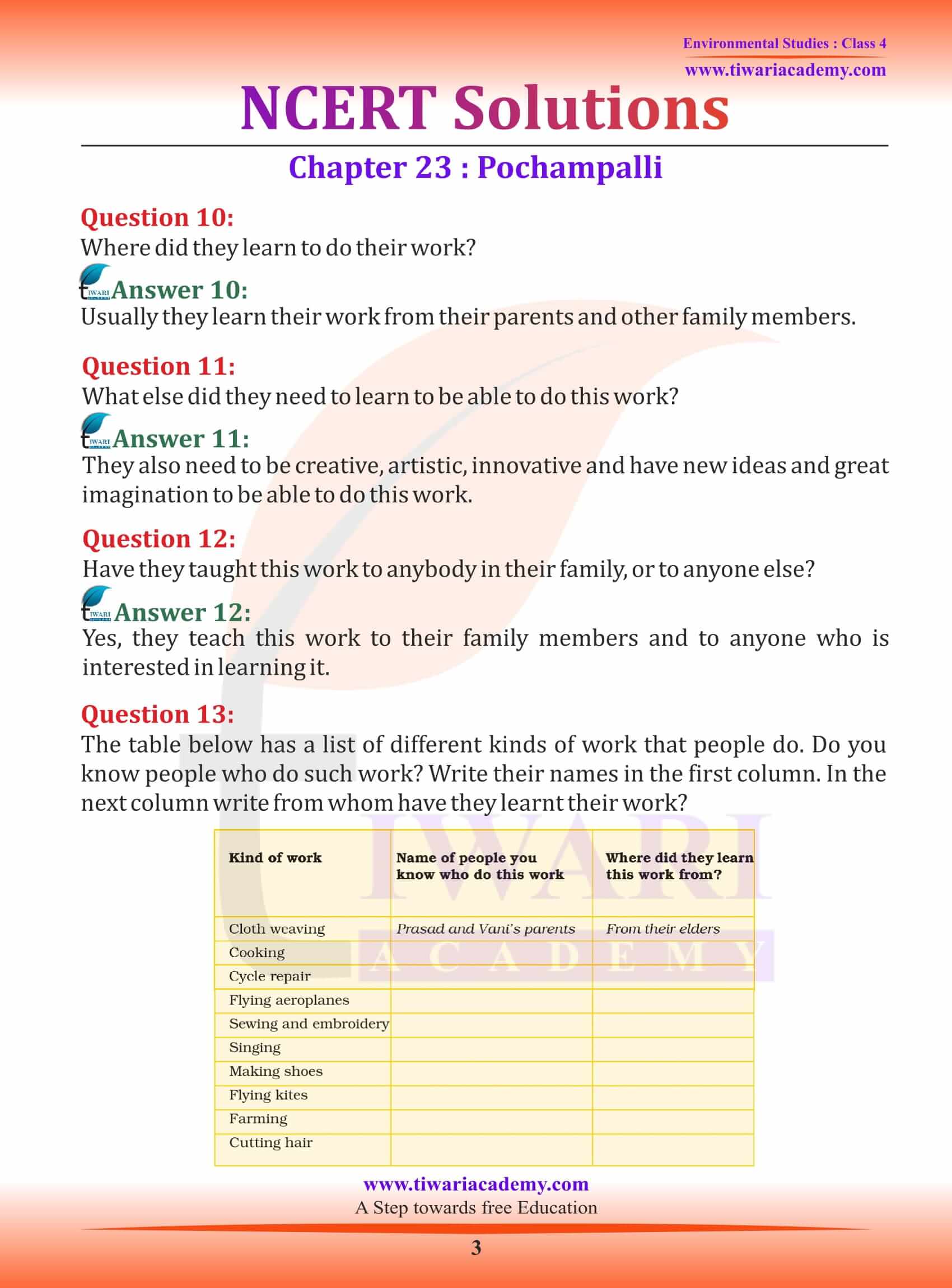 NCERT Solutions for Class 4 EVS Chapter 23