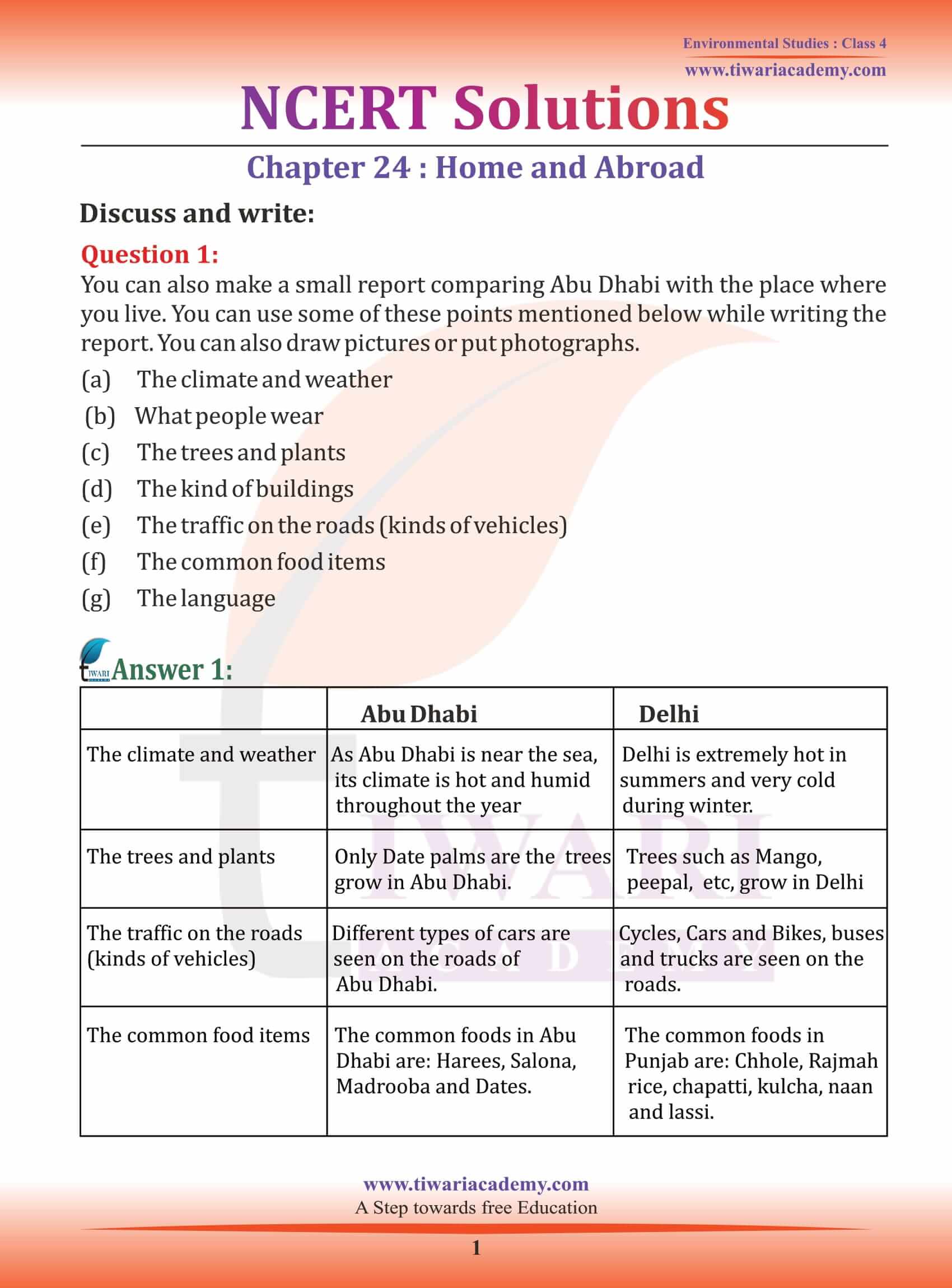 NCERT Solutions for Class 4 EVS Chapter 24 Home and Abroad