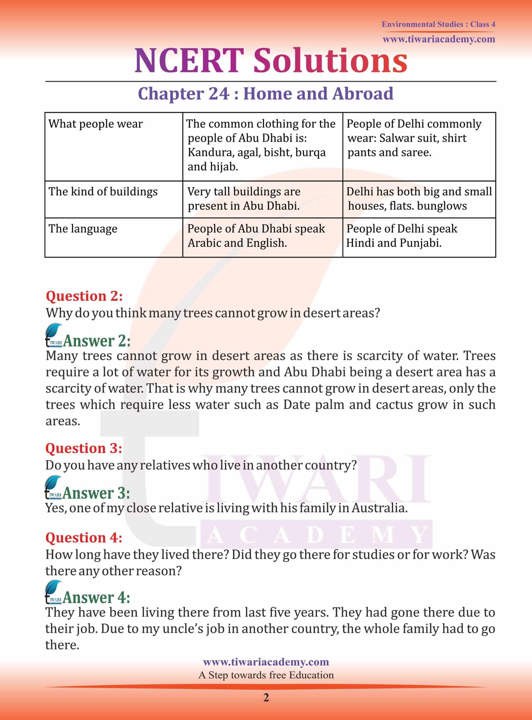 Class 4 EVS Chapter 24 Home and Abroad