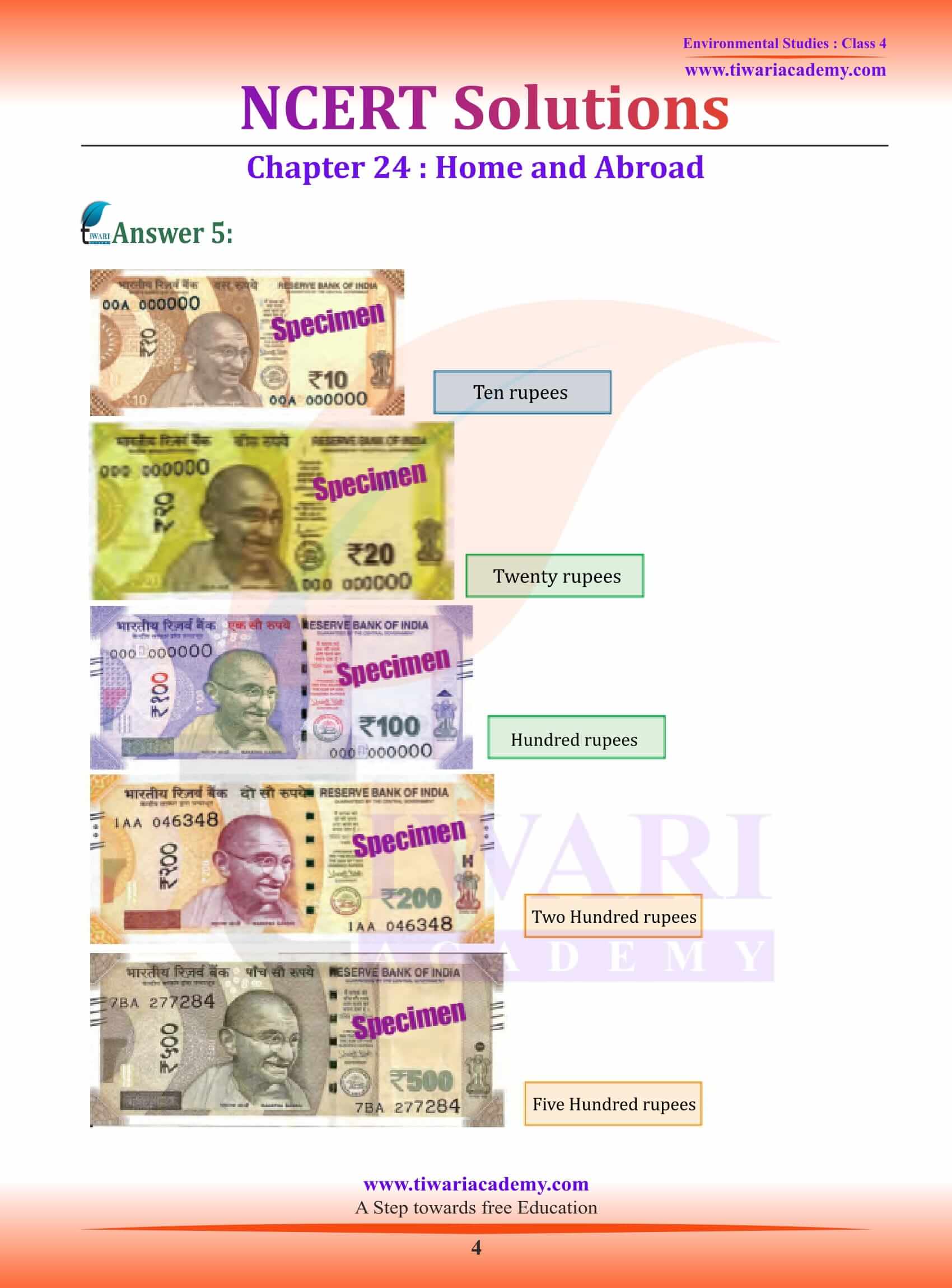 NCERT Solutions for Class 4 EVS Chapter 24 in English Medium