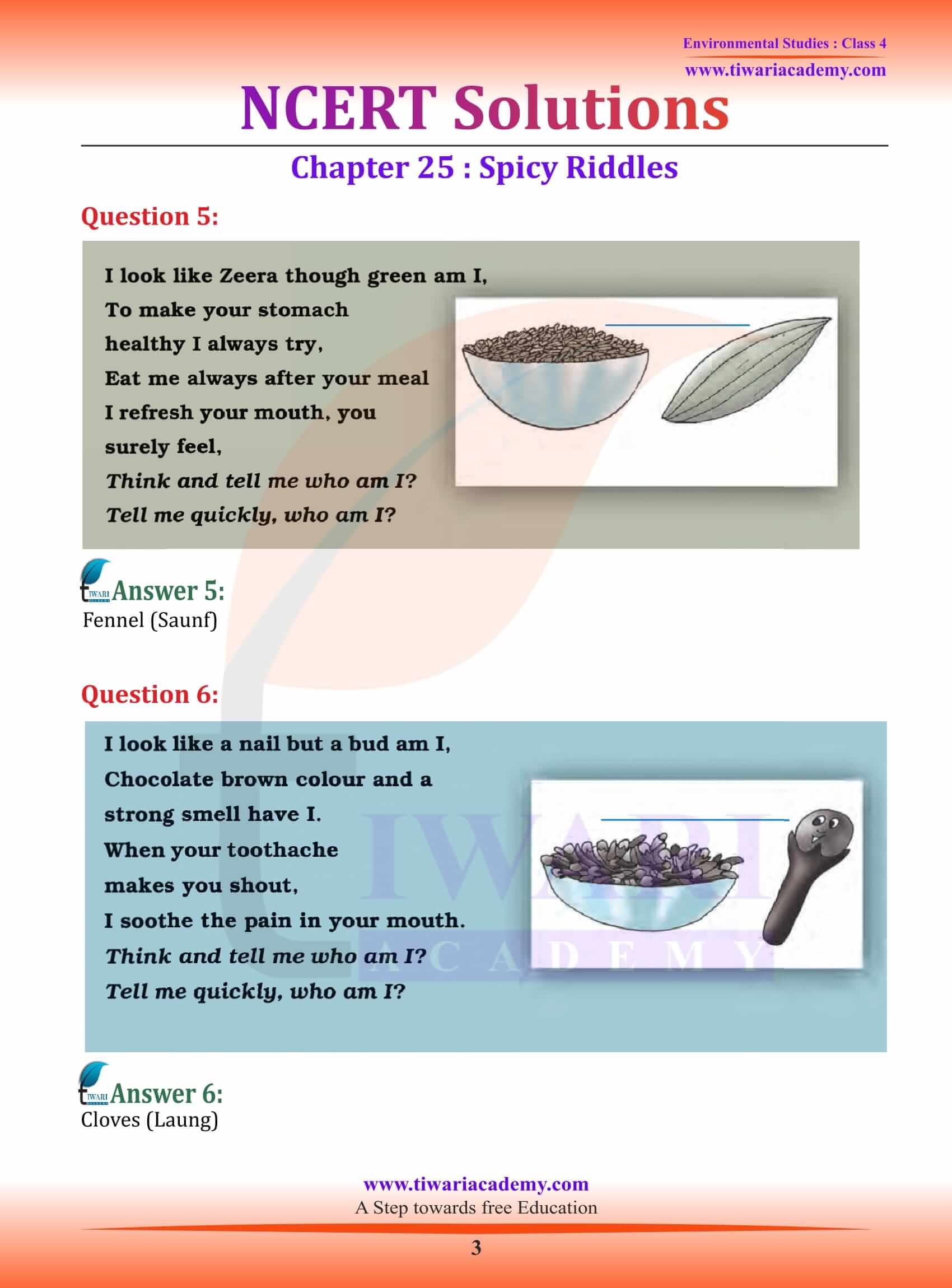 NCERT Solutions for Class 4 EVS Chapter 25