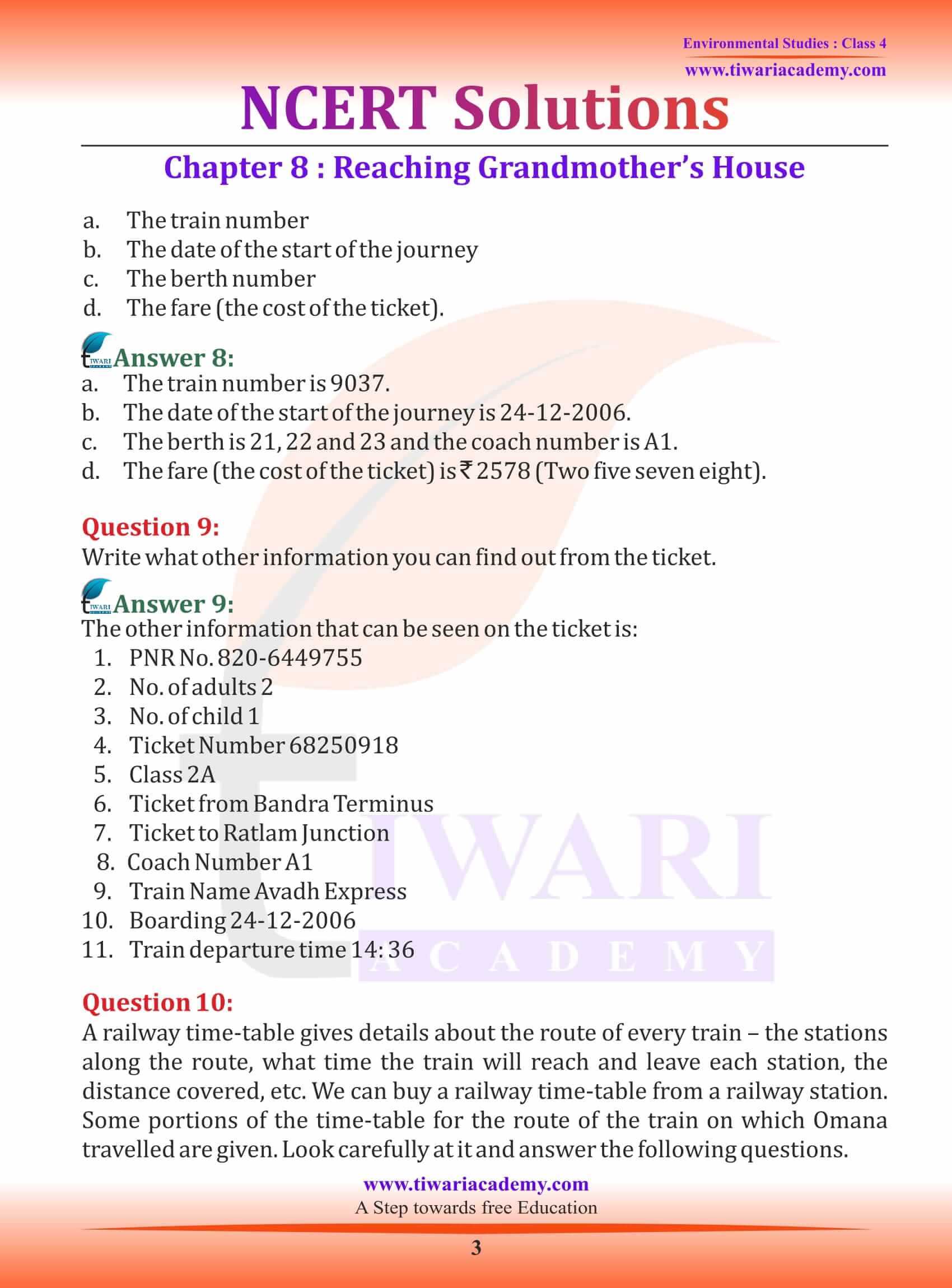 NCERT Solutions for Class 4 EVS Chapter 8