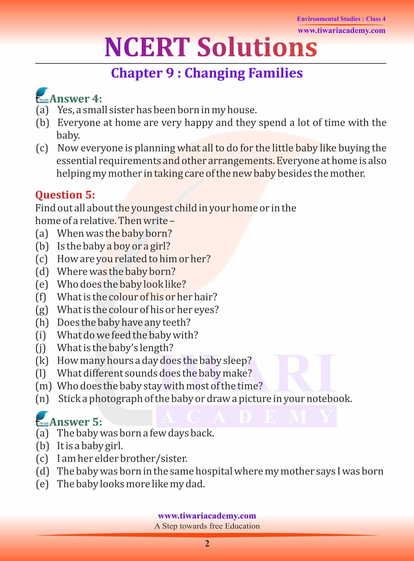 Class 4 EVS Chapter 9 Changing Families