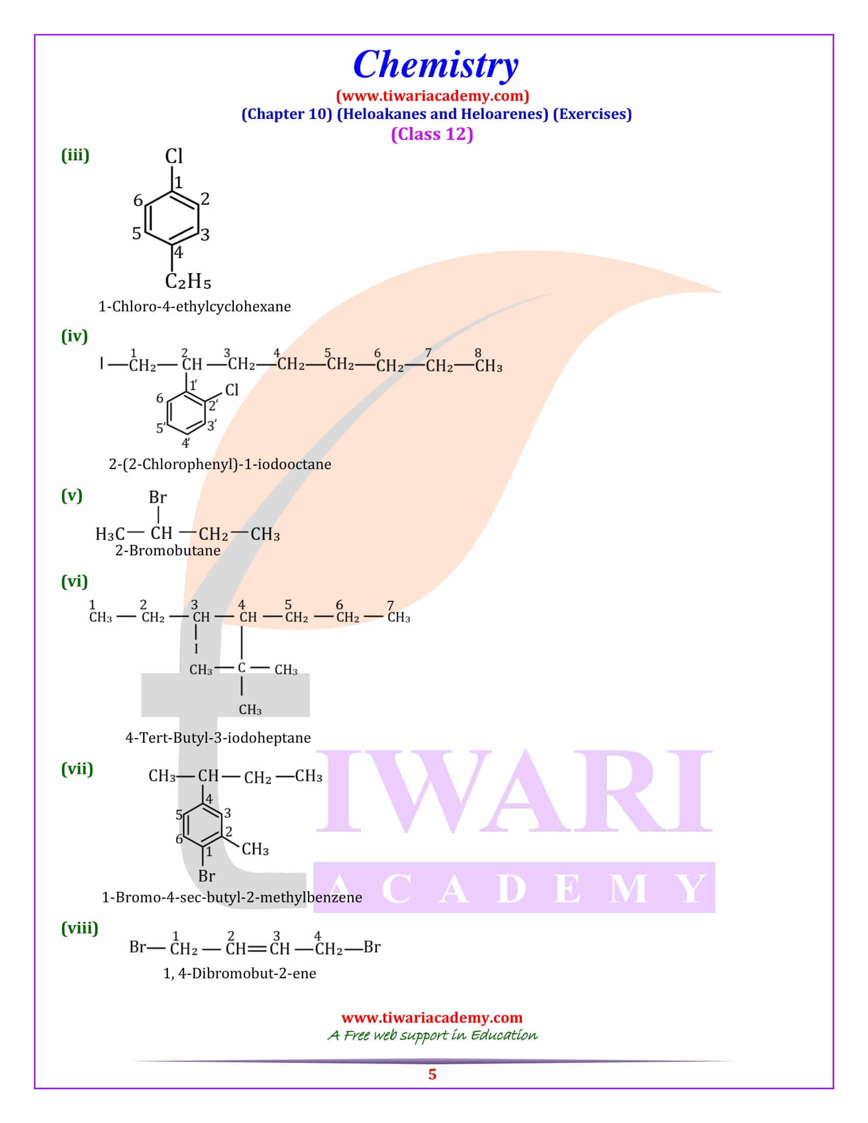 Class 12 Chemistry Chapter 10 Exercises Answers in English