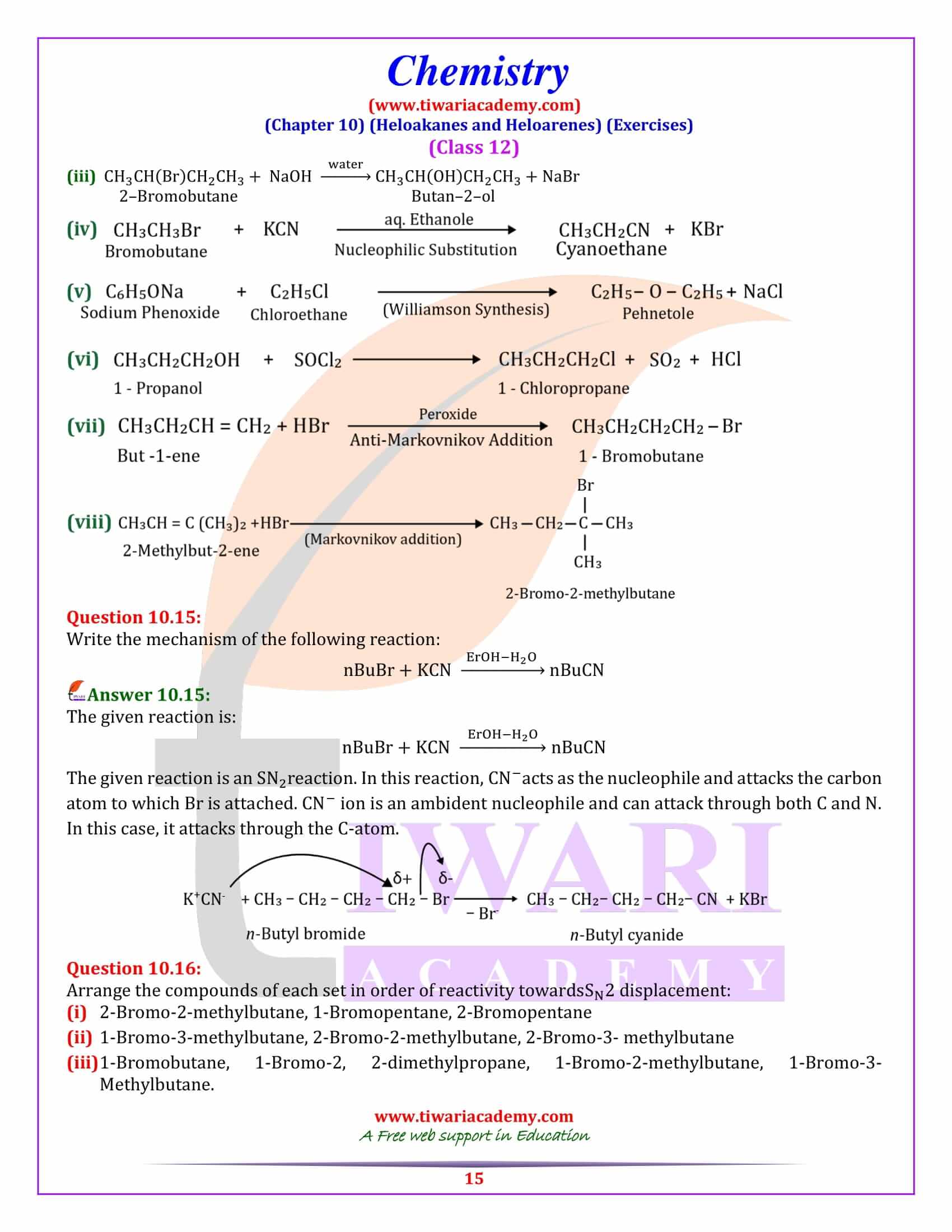 NCERT Solutions for Class 12 Chemistry Chapter 10 Free to use