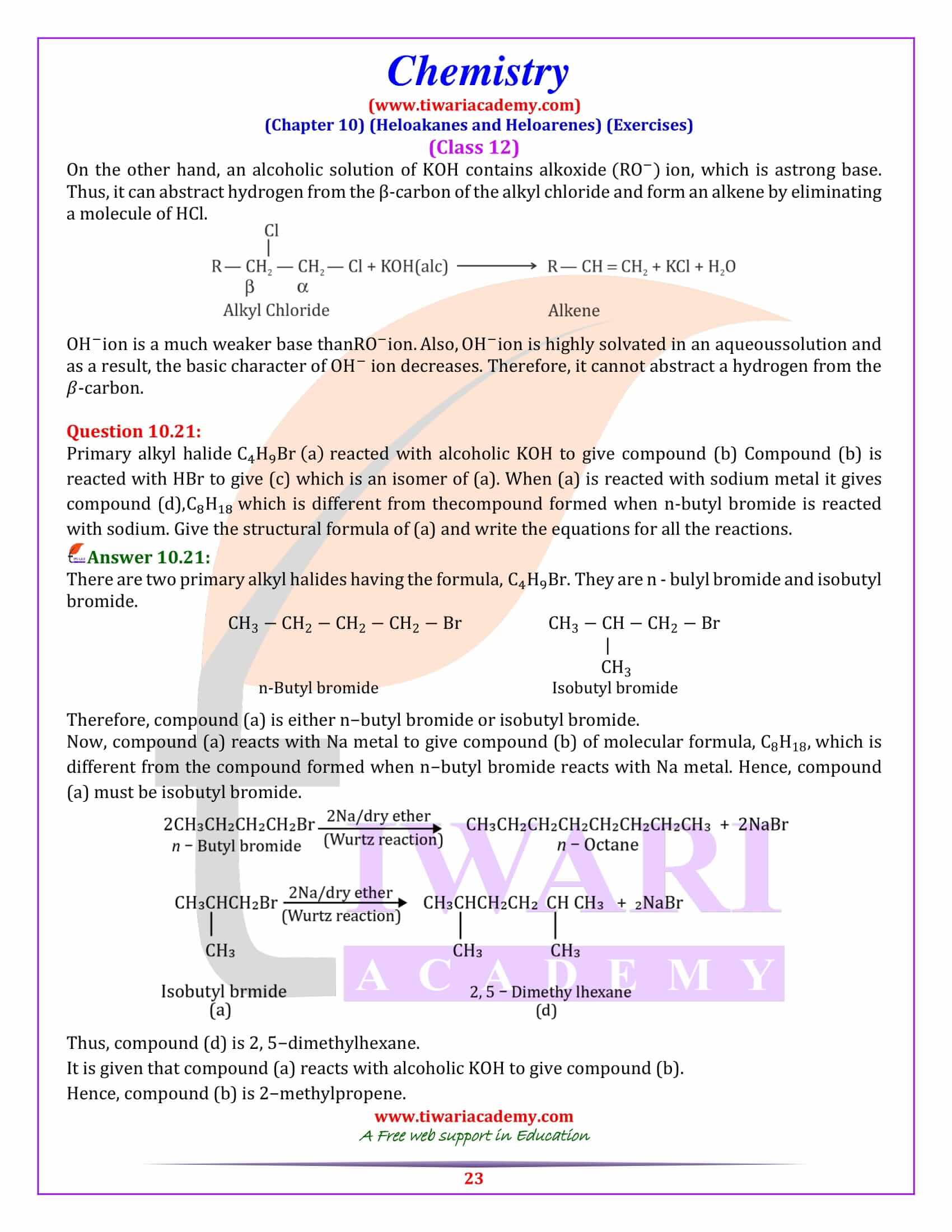 Class 12 Chemistry Chapter 10 question answers