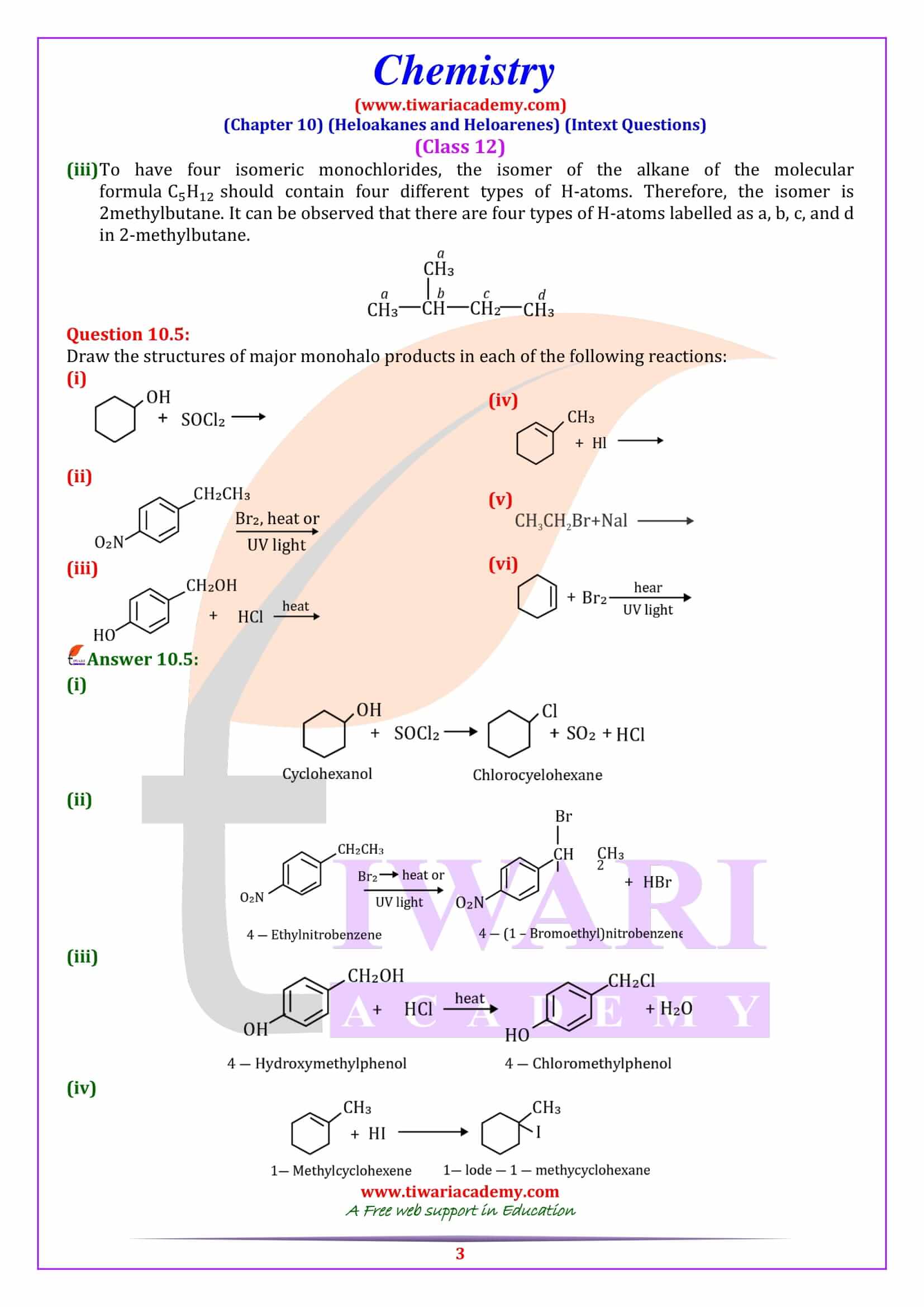 Class 12 Chemistry Chapter 10 Inext Solutions
