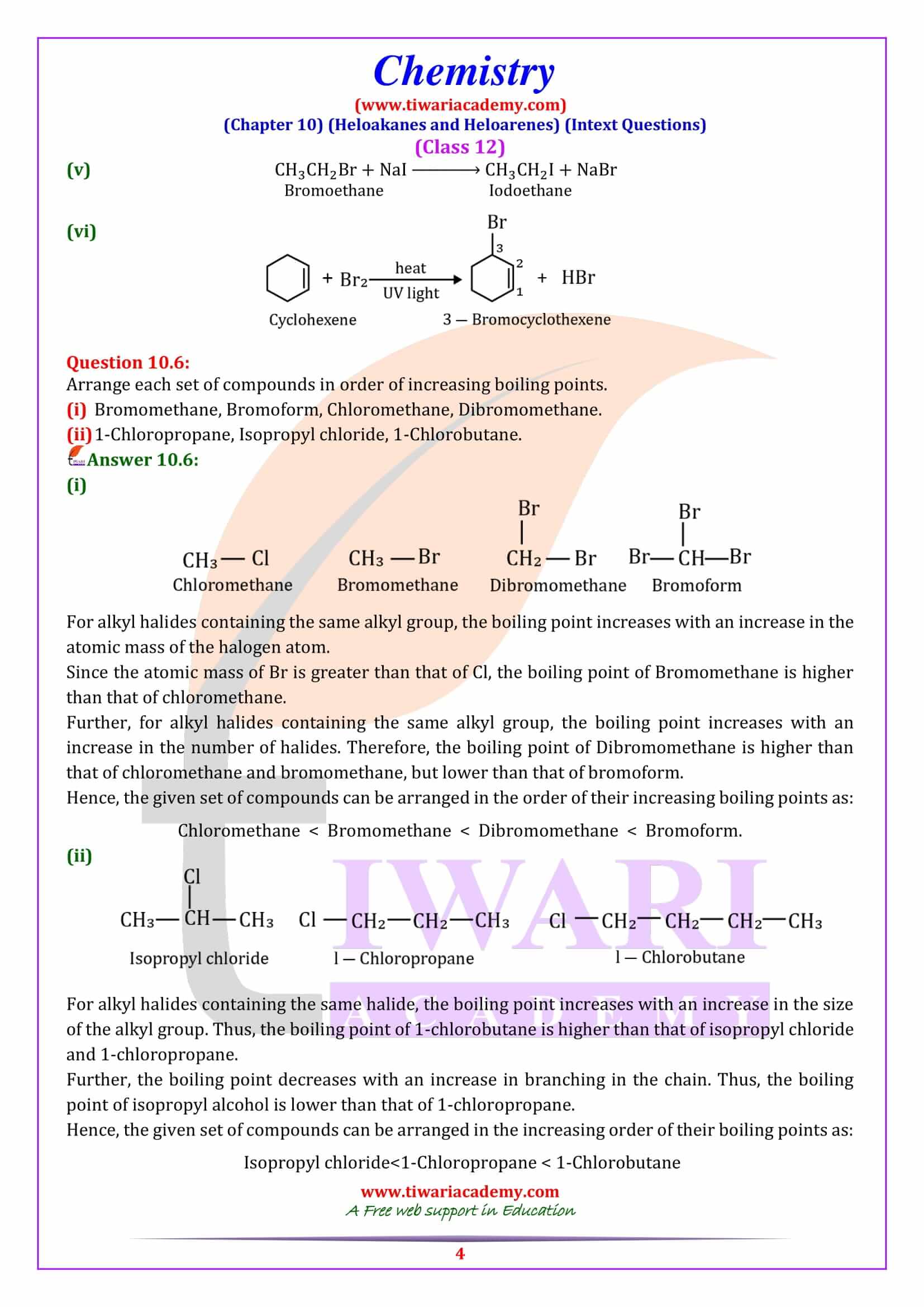 Class 12 Chemistry Chapter 10 Intext exercises