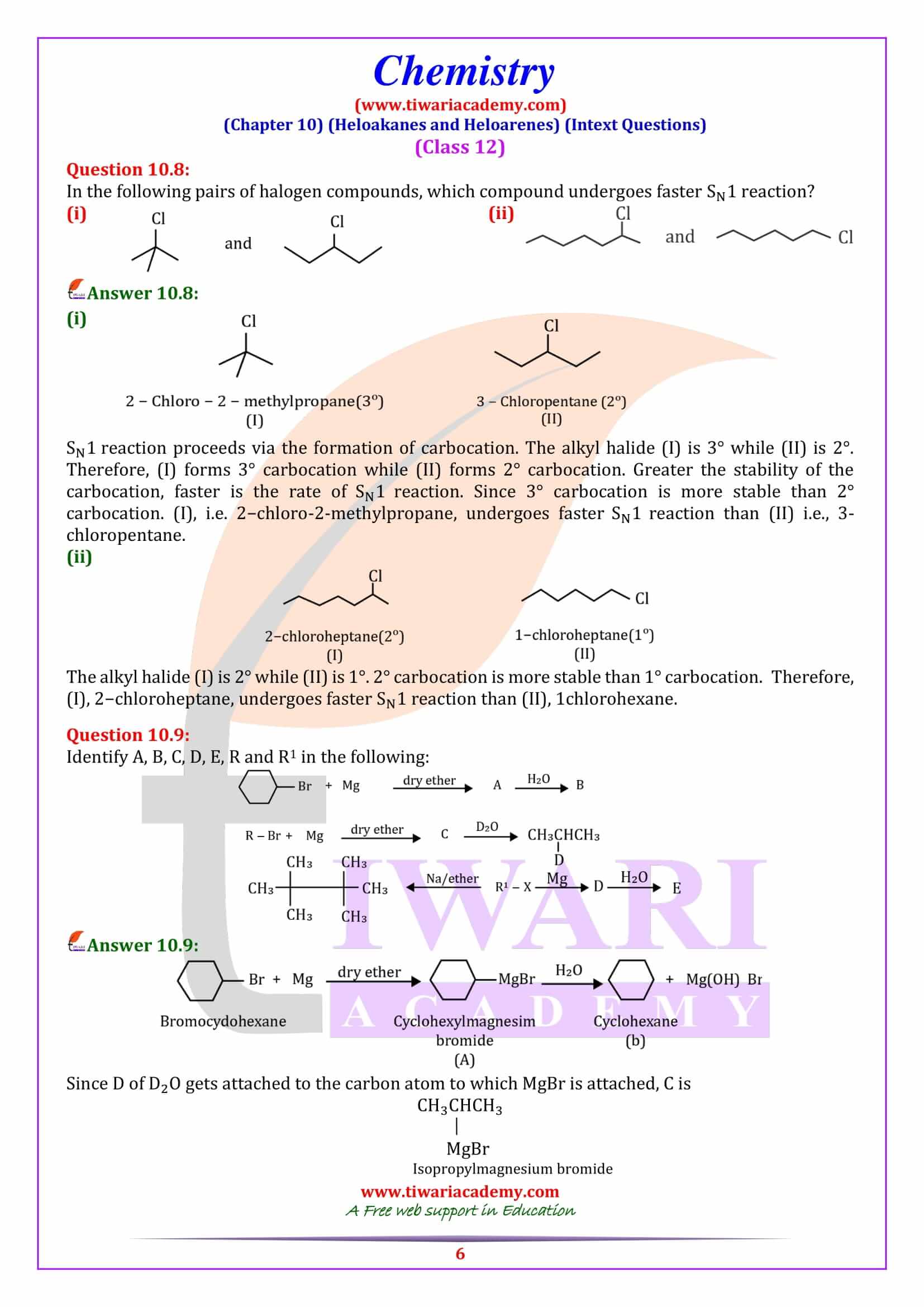 Class 12 Chemistry Chapter 10 Intext NCERT Solutions