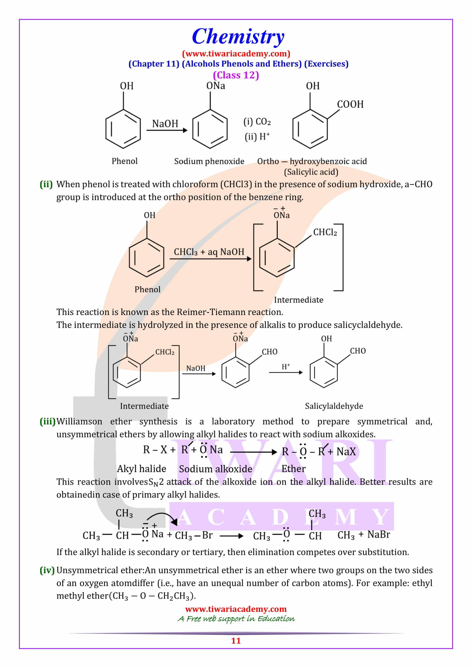 Ncert solutions for class 12 chemistry chapter 11 alcohol phenol ether