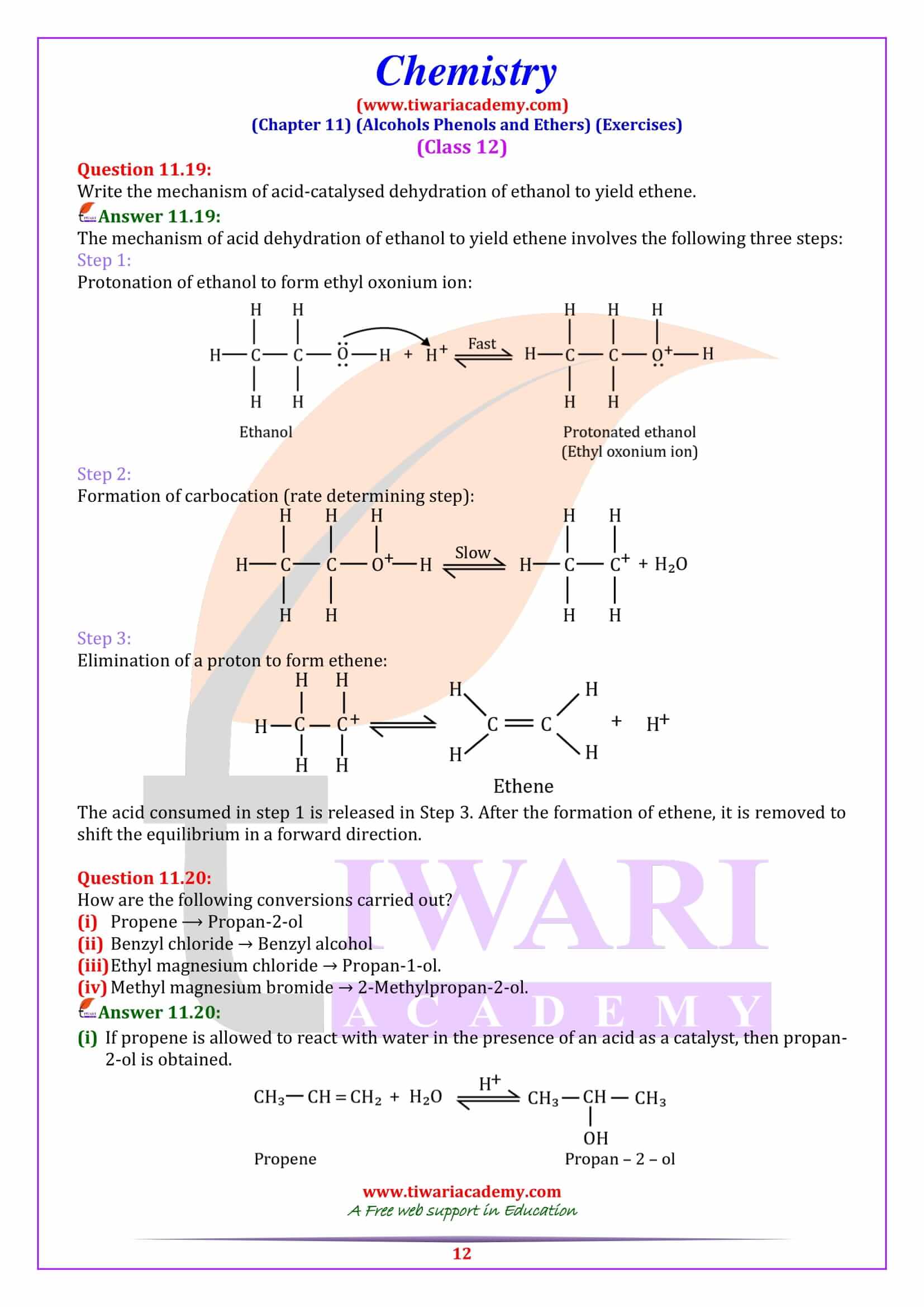 NCERT Solutions for Class 12 Chemistry Chapter 11 in English