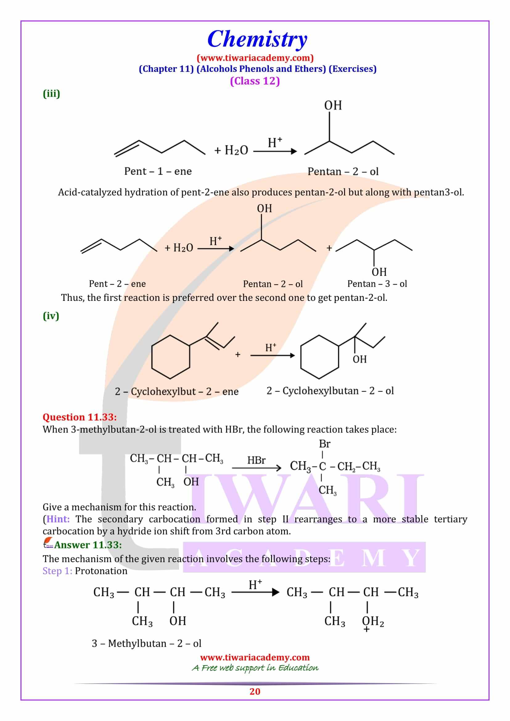 Class 12 Chemistry Chapter 11 Question Ans