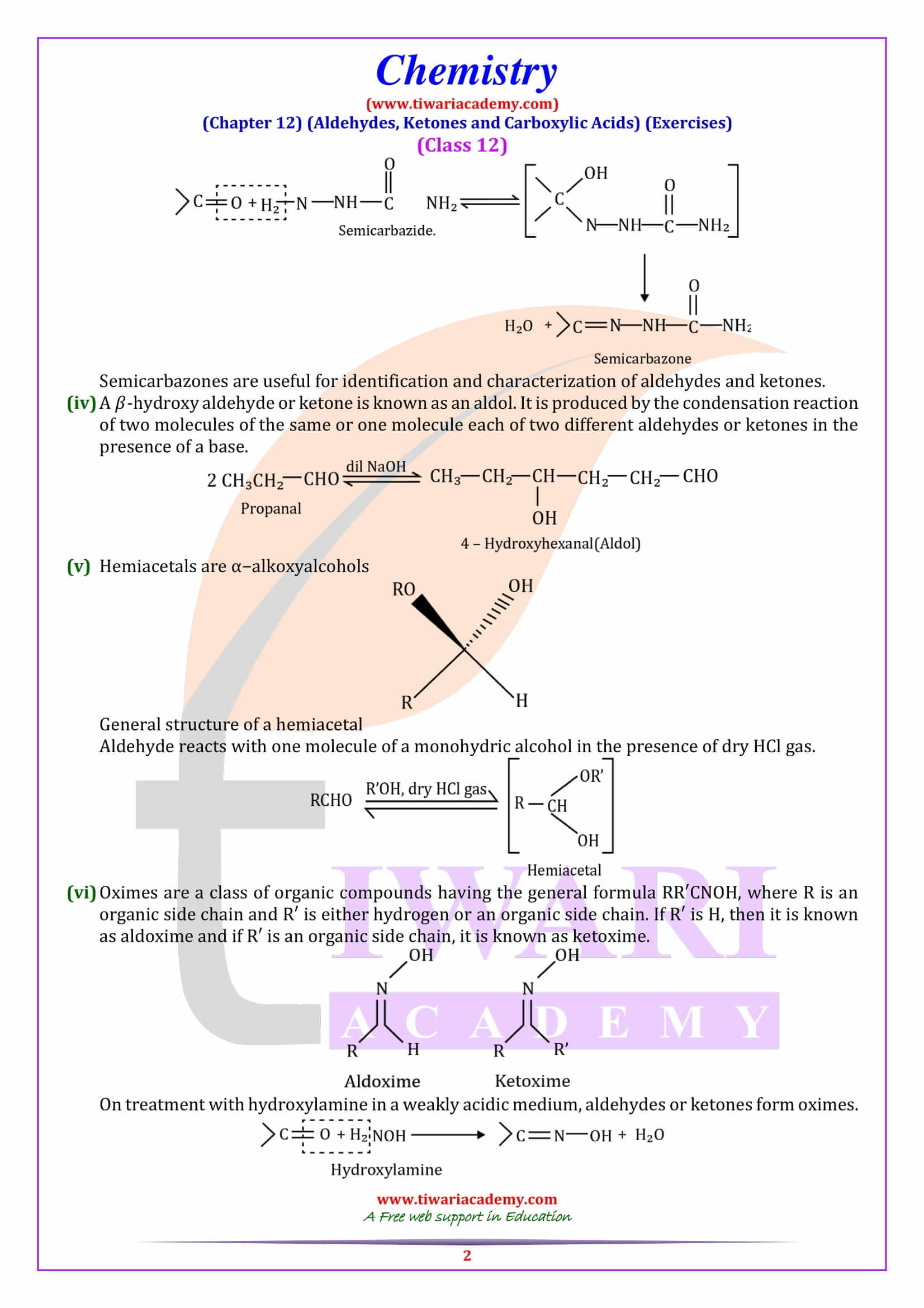 12th Chemistry Chapter 12 Aldehydes, Ketones and Carboxylic Acids