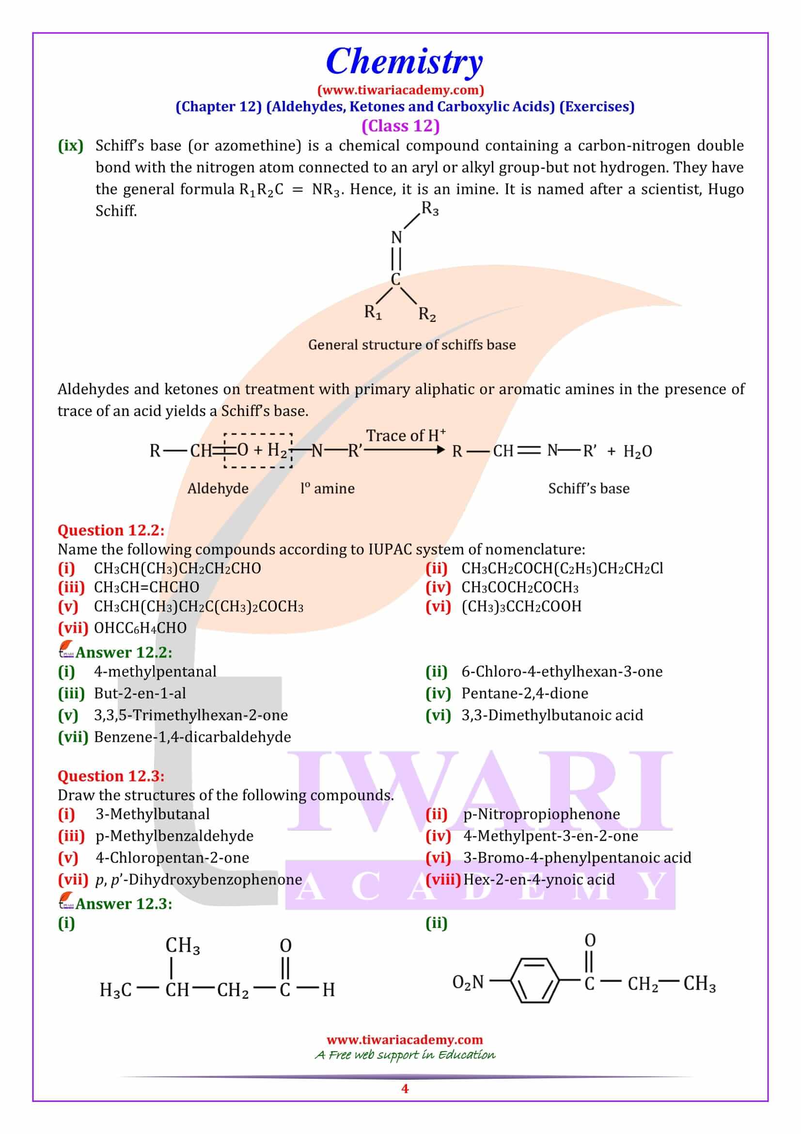NCERT Solutions for Class 12 Chemistry Chapter 12 in English Medium