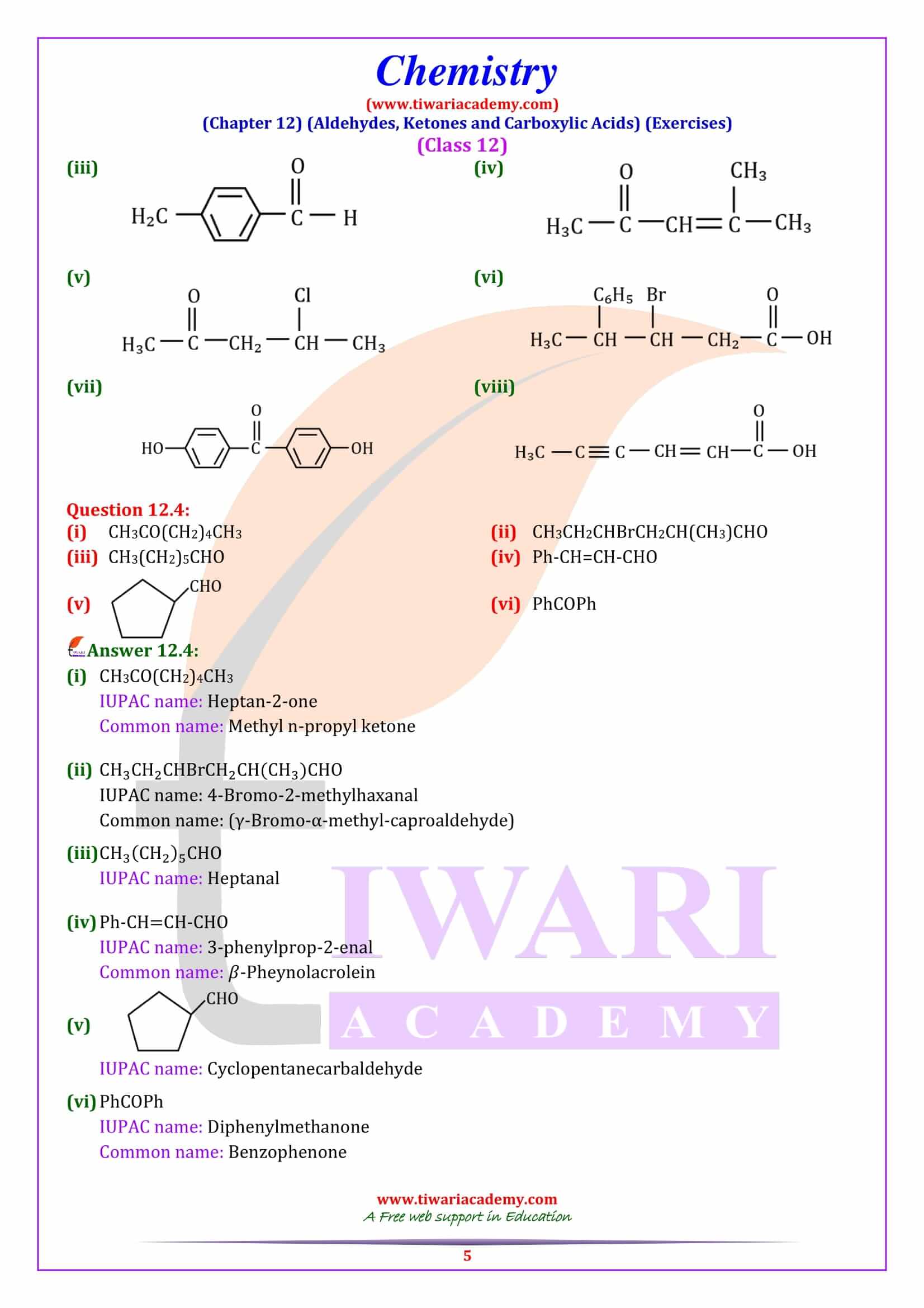 NCERT Solutions for Class 12 Chemistry Chapter 12 Question Answers