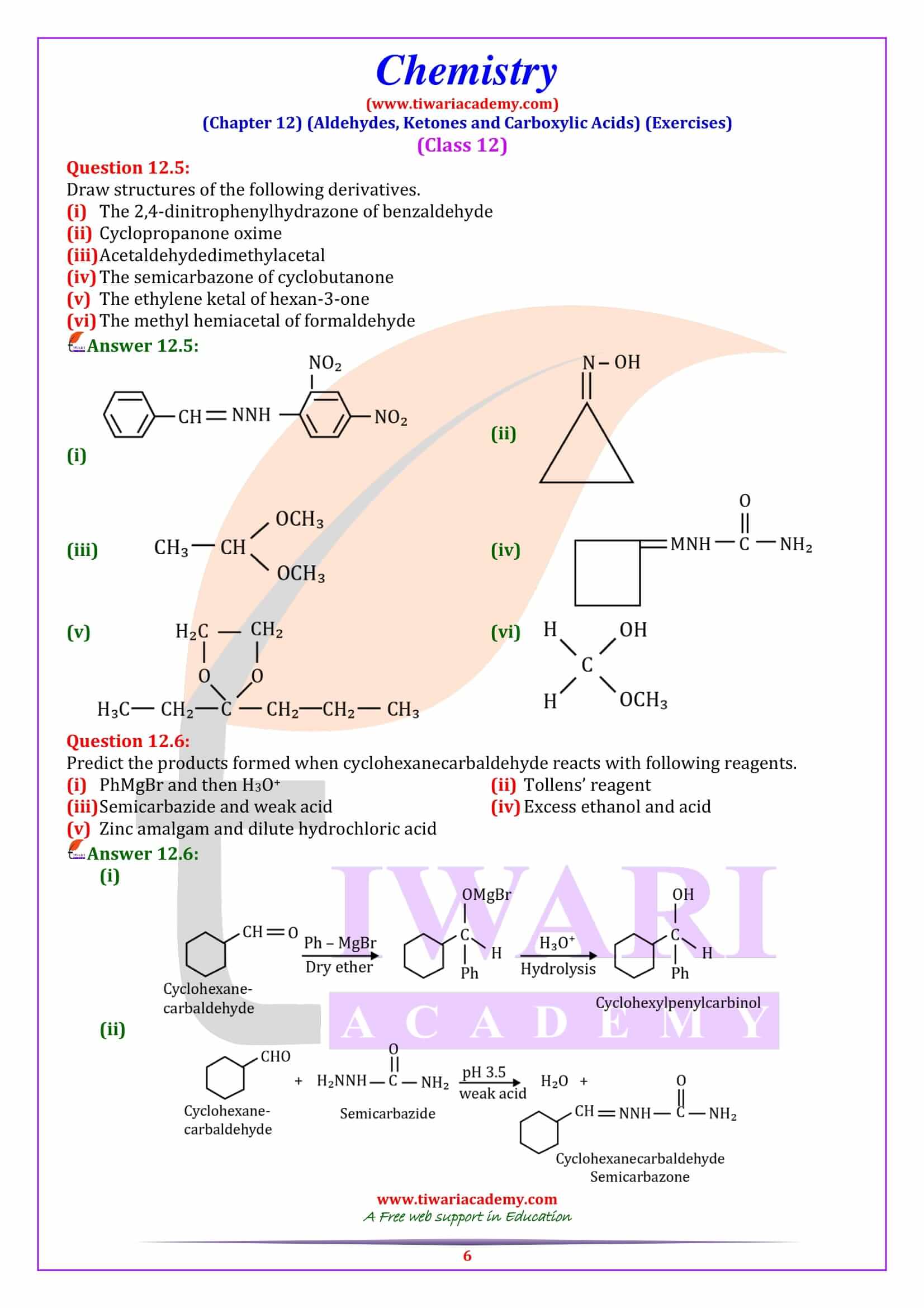 NCERT Solutions for Class 12 Chemistry Chapter 12 Exercises