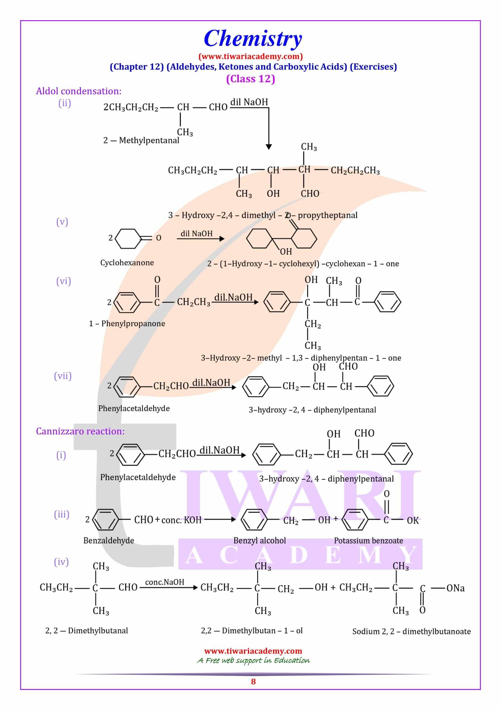 NCERT Solutions for Class 12 Chemistry Chapter 12 Exercise in English