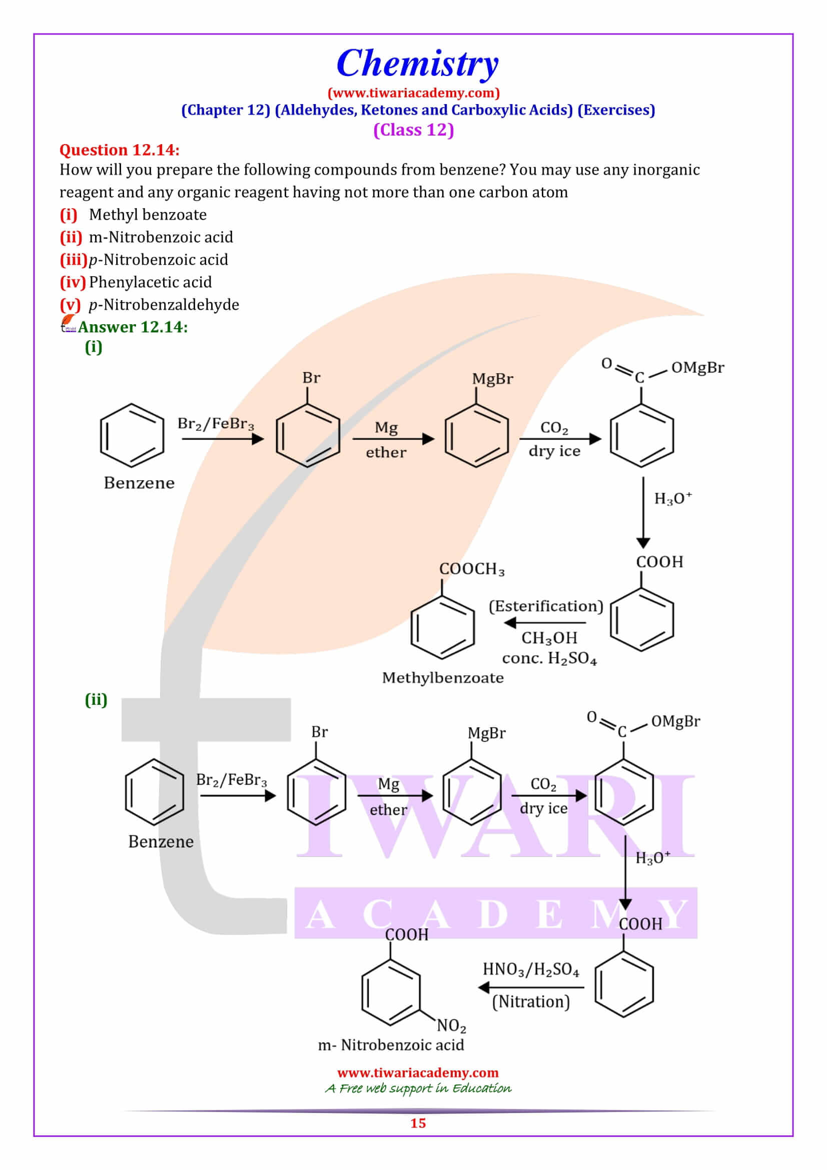 Class 12 Chemistry Chapter 12 Answers in English Medium