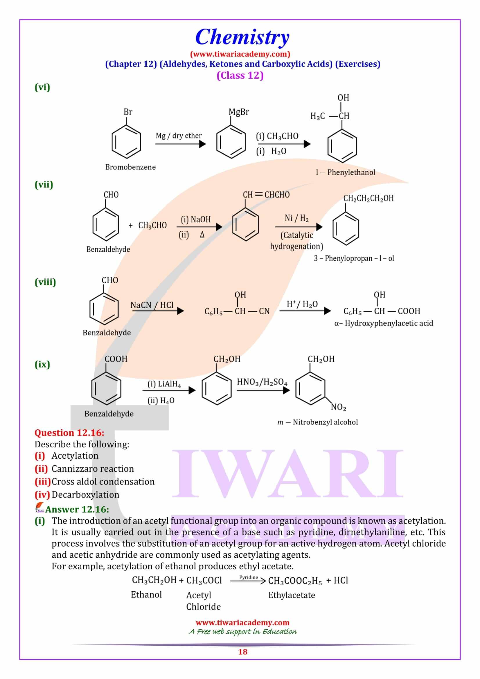 Class 12 Chemistry Chapter 12 Chapter end answers