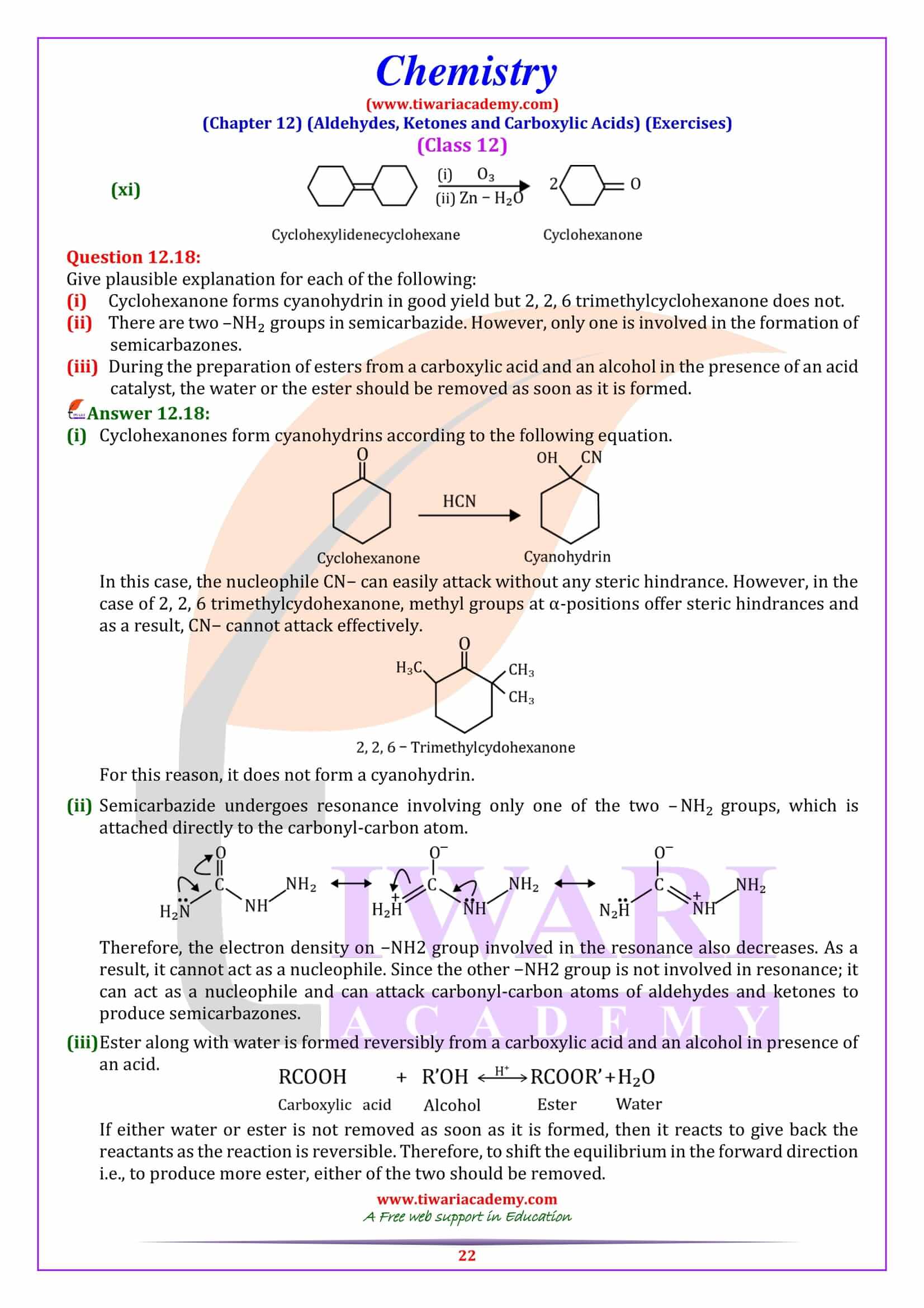Class XII Chemistry Chapter 12 Question Answers
