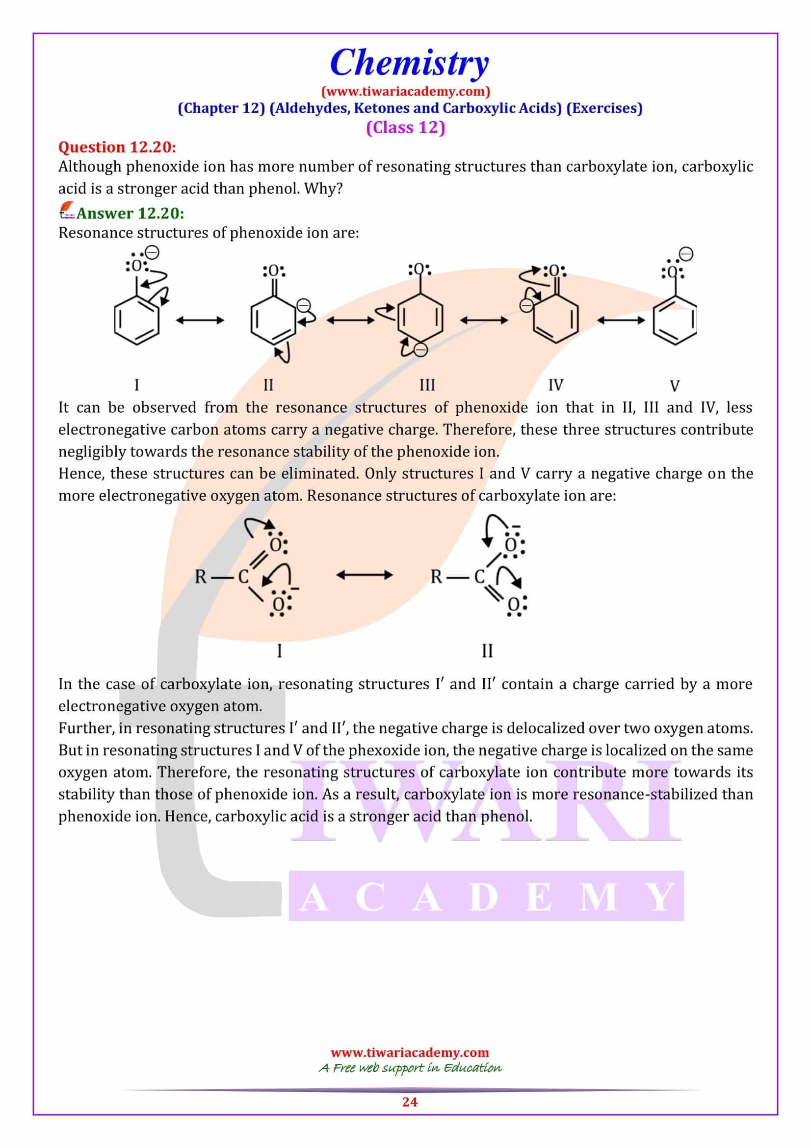 Class XII Chemistry Chapter 12 Question answers