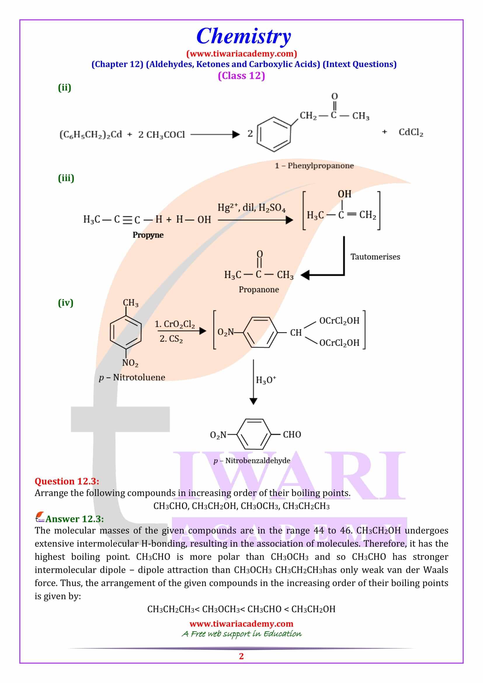 Class 12 Chemistry Chapter 12 Intext Answers