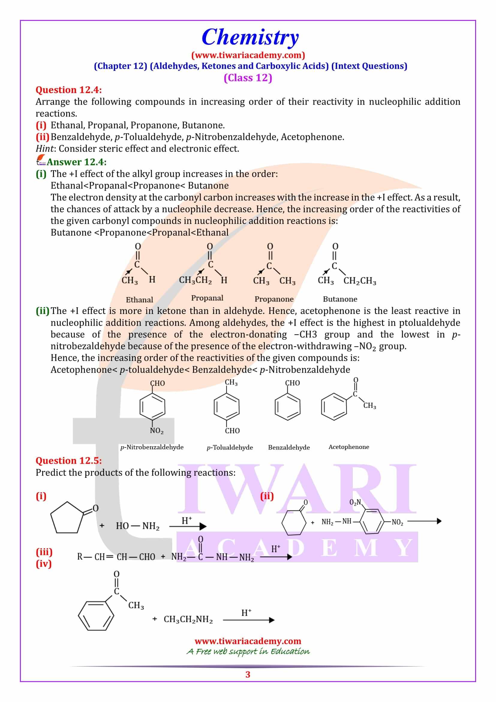 Class 12 Chemistry Chapter 12 Intext Exercises
