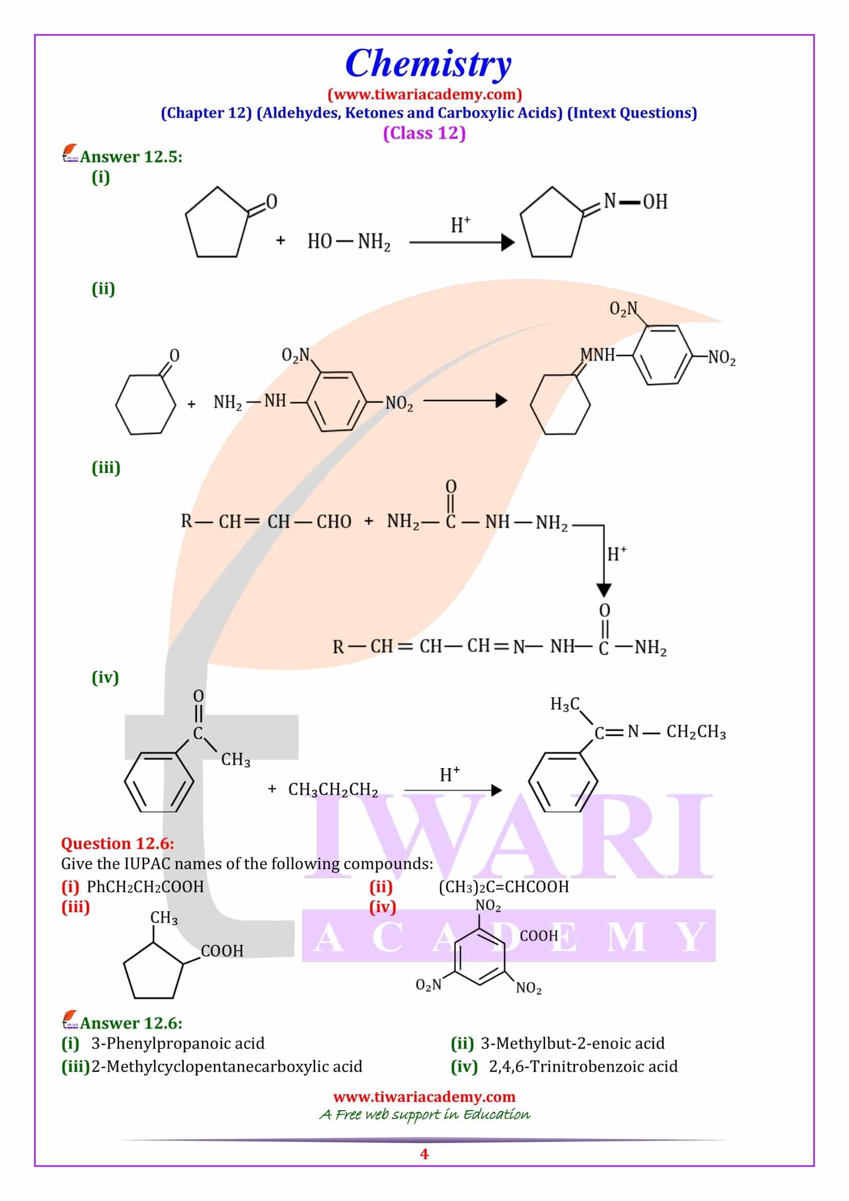 Class 12 Chemistry Chapter 12 Intext Solutions