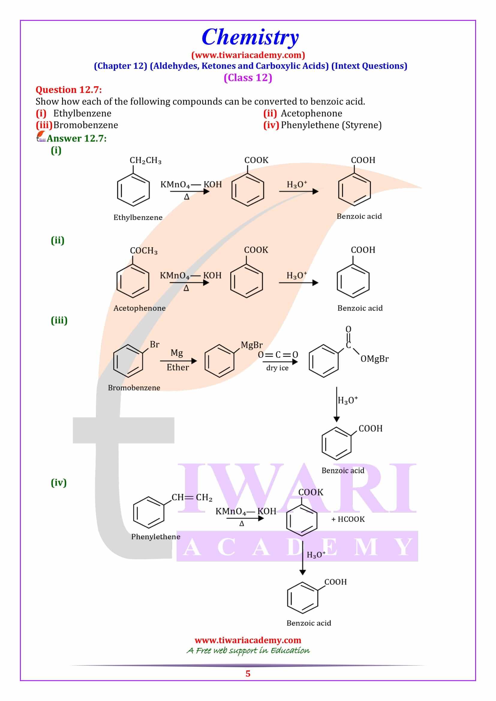 Class 12 Chemistry Chapter 12 Intext Practices