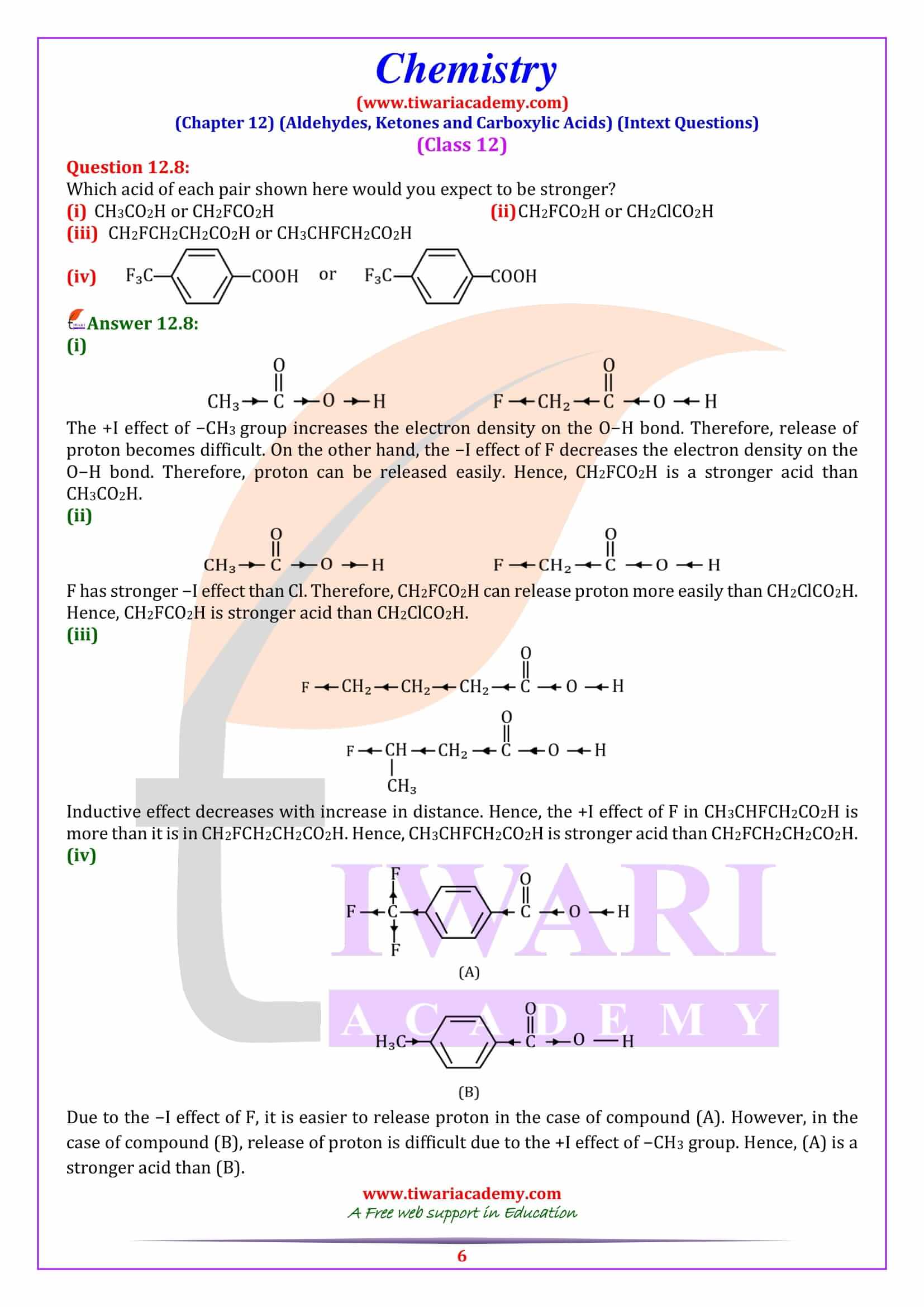 Class 12 Chemistry Chapter 12 Intext Problems