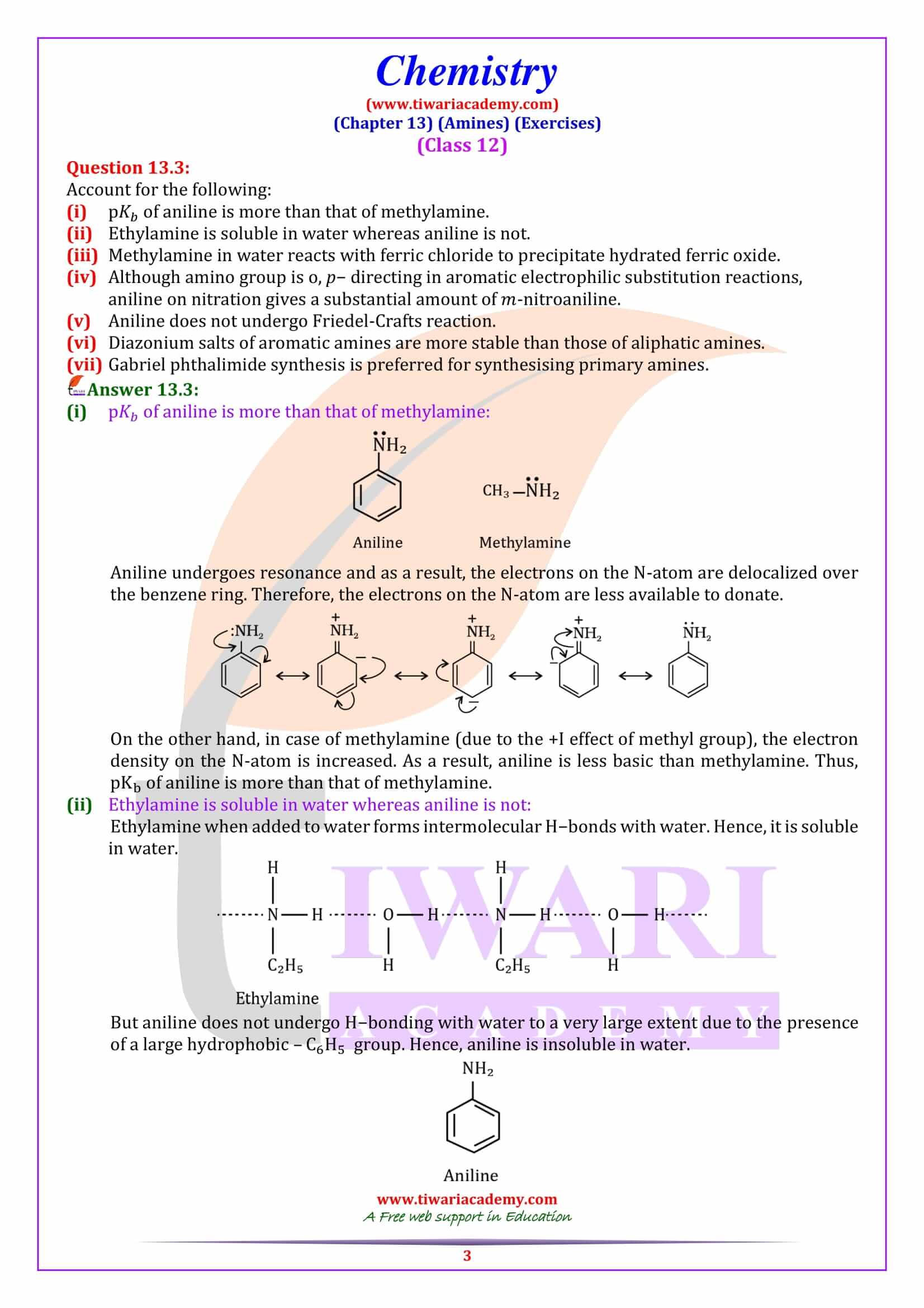 12th Chemistry Chapter 13 Amines