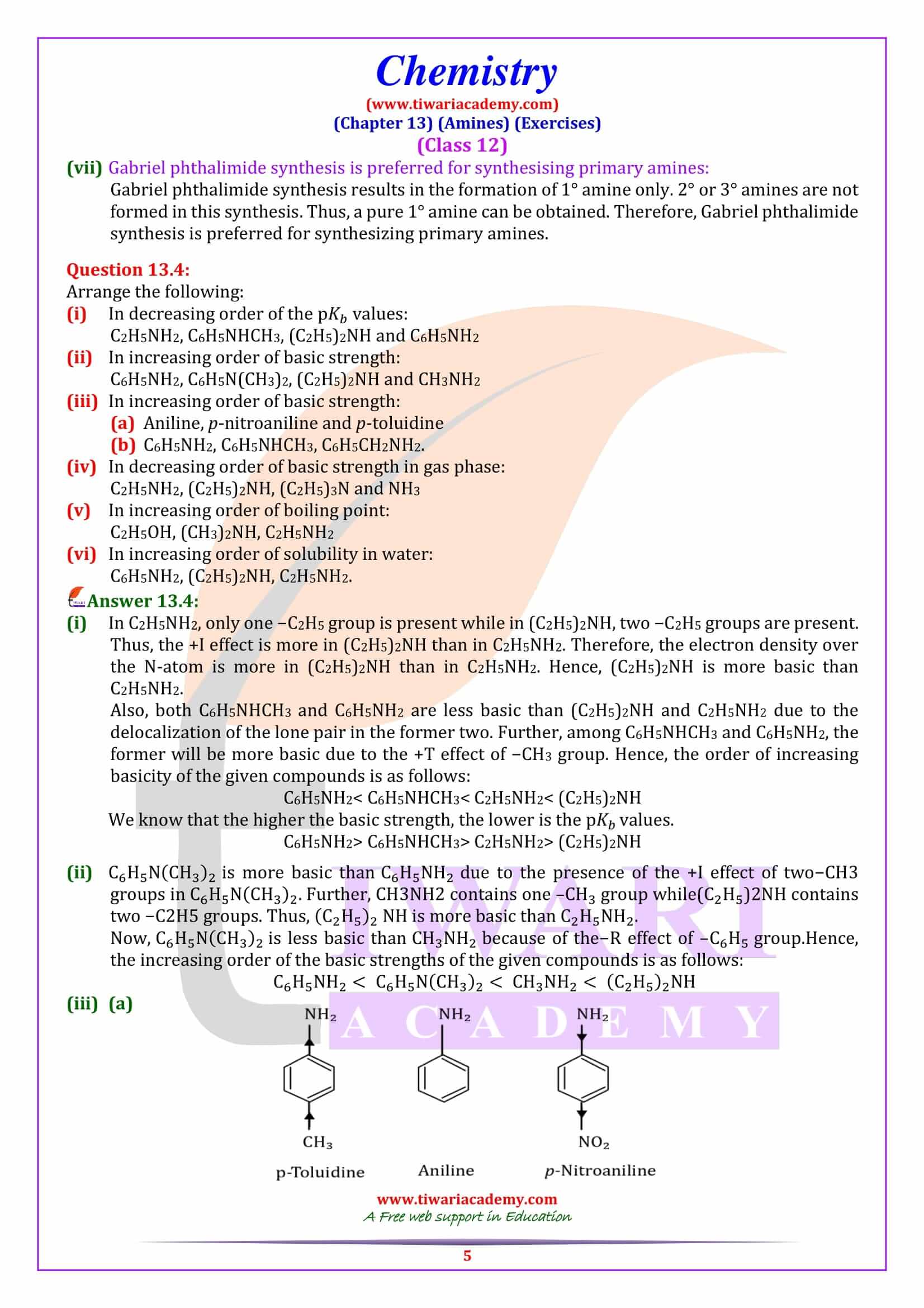 NCERT Solutions for Class 12 Chemistry Chapter 13 Exercise answers