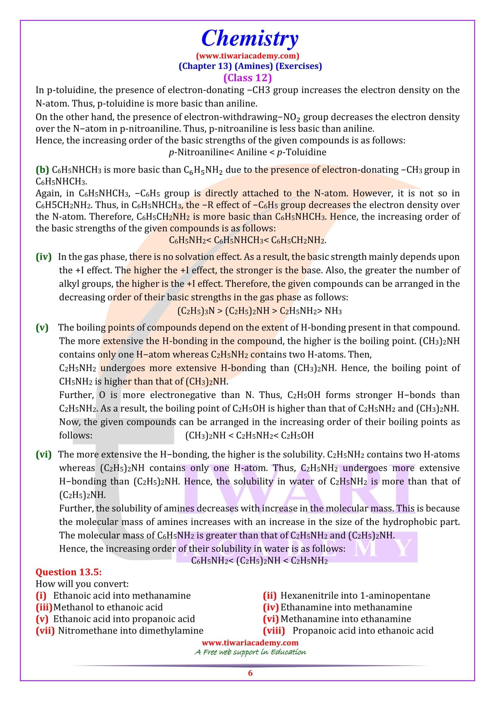 NCERT Solutions for Class 12 Chemistry Chapter 13 Exercises