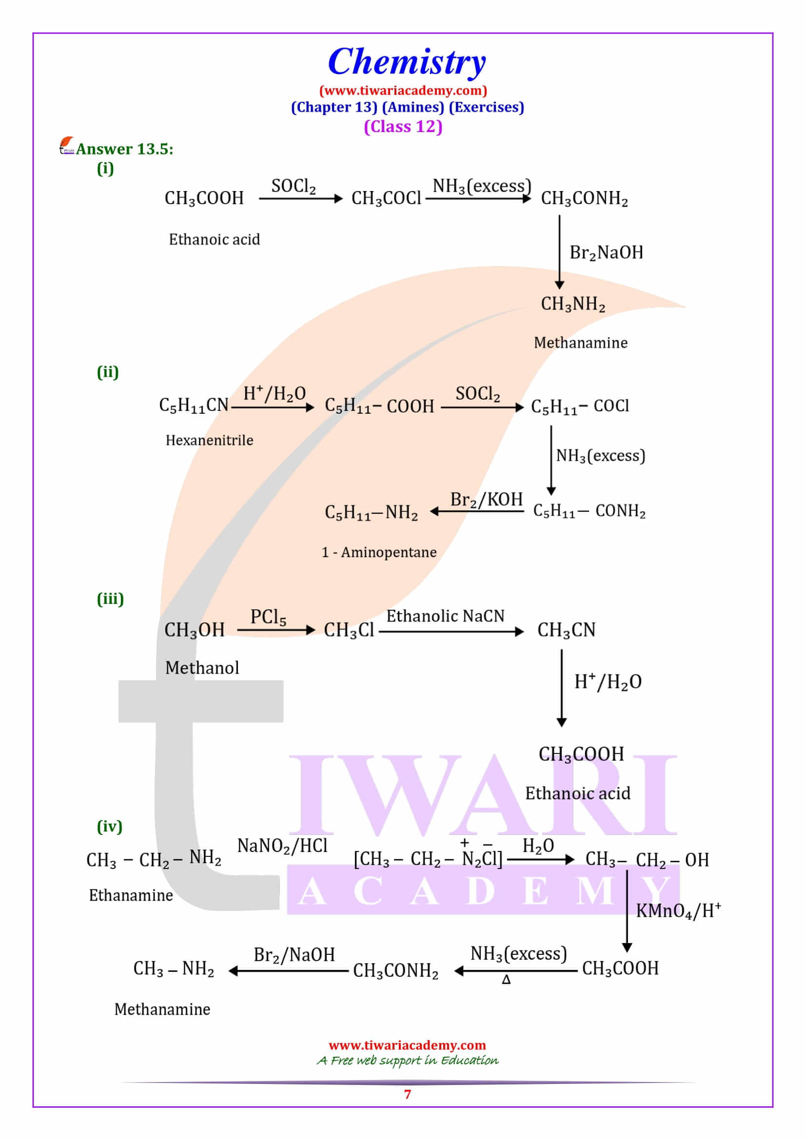NCERT Solutions for Class 12 Chemistry Chapter 13 Question answers